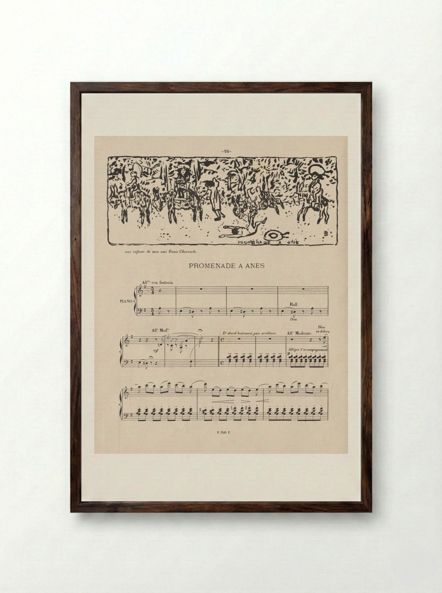 Promenade à ânes - Pierre Bonnard - Framed Print Dark Wood
