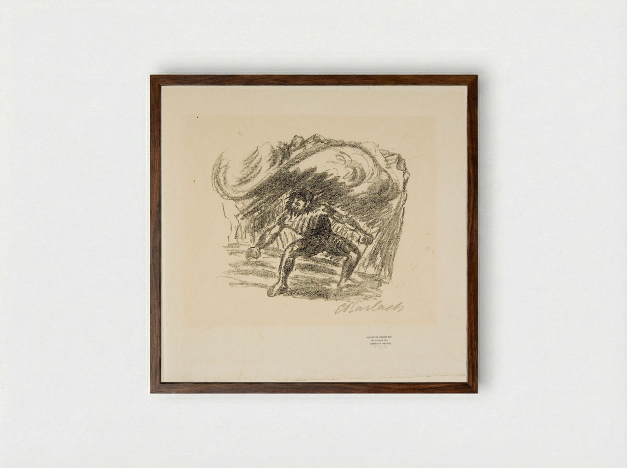 Prometheus 1: The Rebel - Ernst Barlach - Framed Print Dark Wood