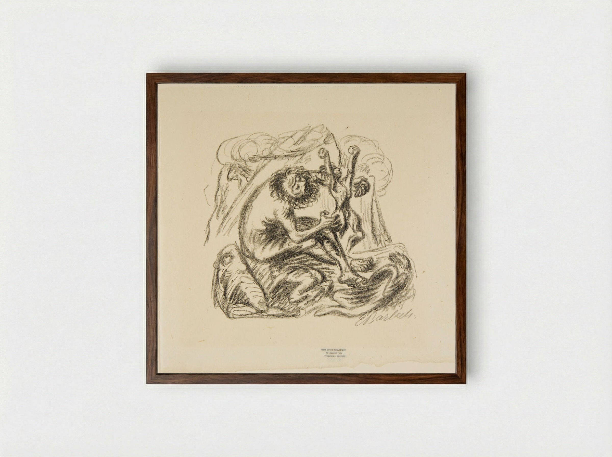 Prometheus 2: The Molded Figure of Man - Ernst Barlach - Framed Print Dark Wood