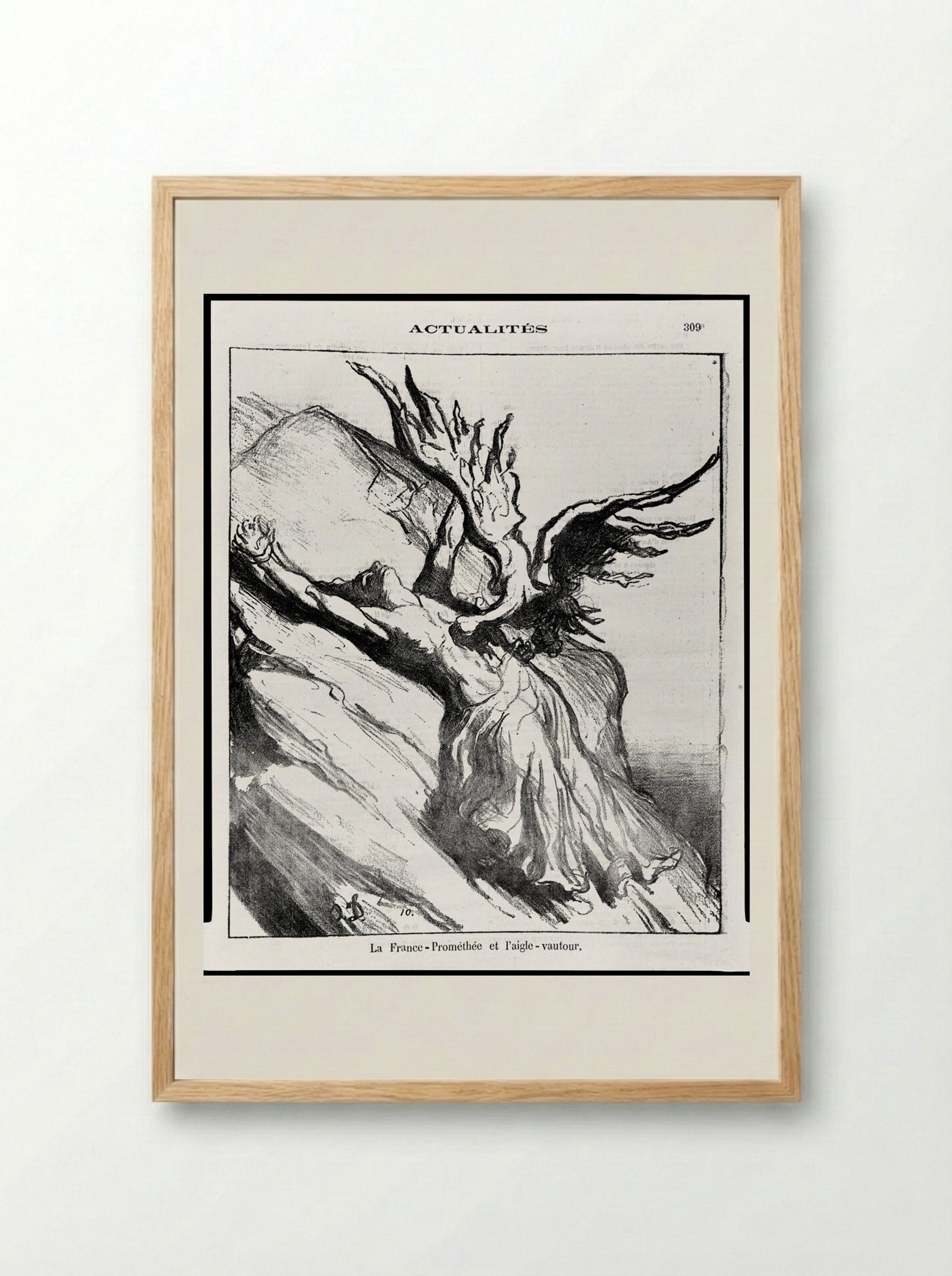 Prometheus-France and the Eagle Vulture - Honoré-Victorin Daumier - Framed Print Wood