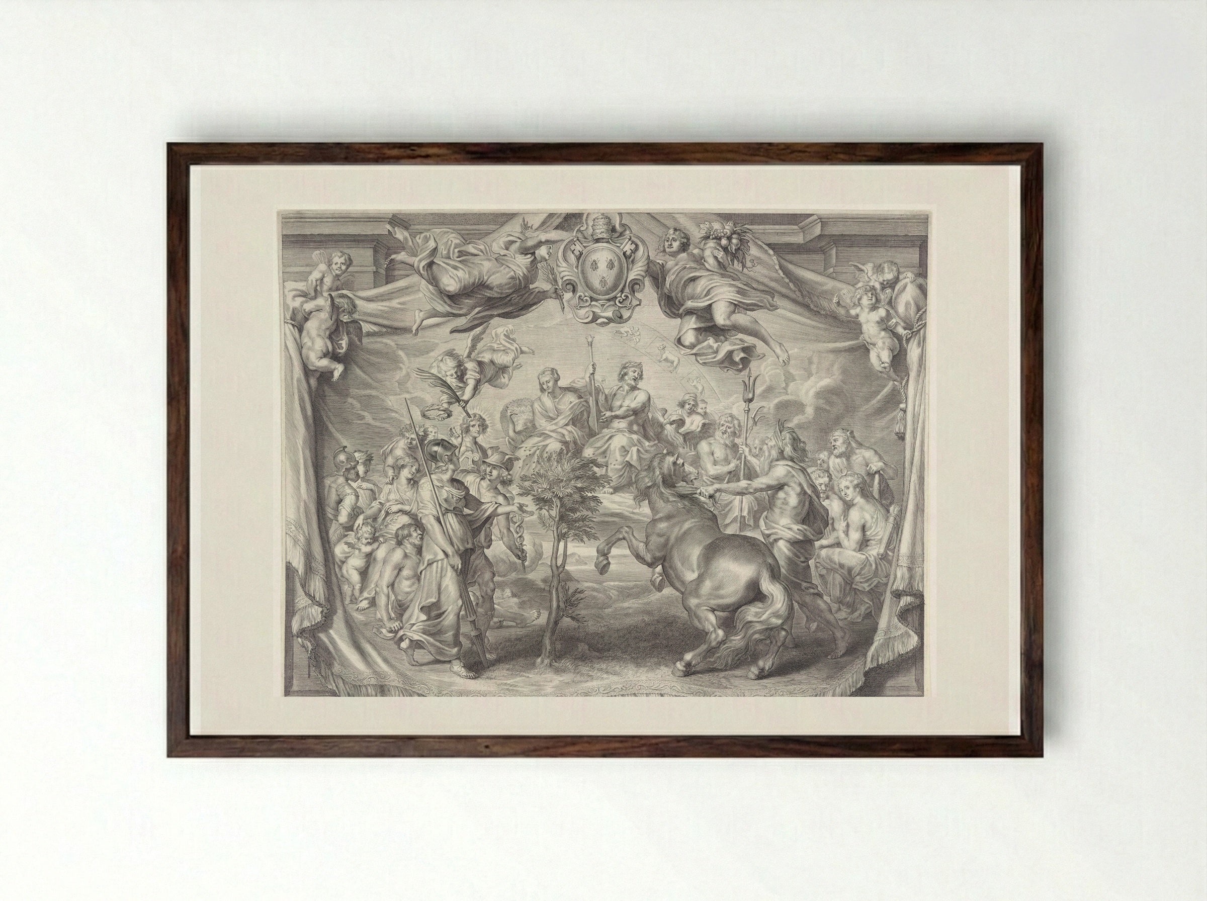 Promotional Print for Charles de La Vieuville (Upper Section) - Paulus Pontius - Framed Print Dark Wood