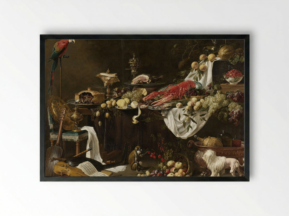 Pronkstilleven - Adriaen van Utrecht - Framed Print Black