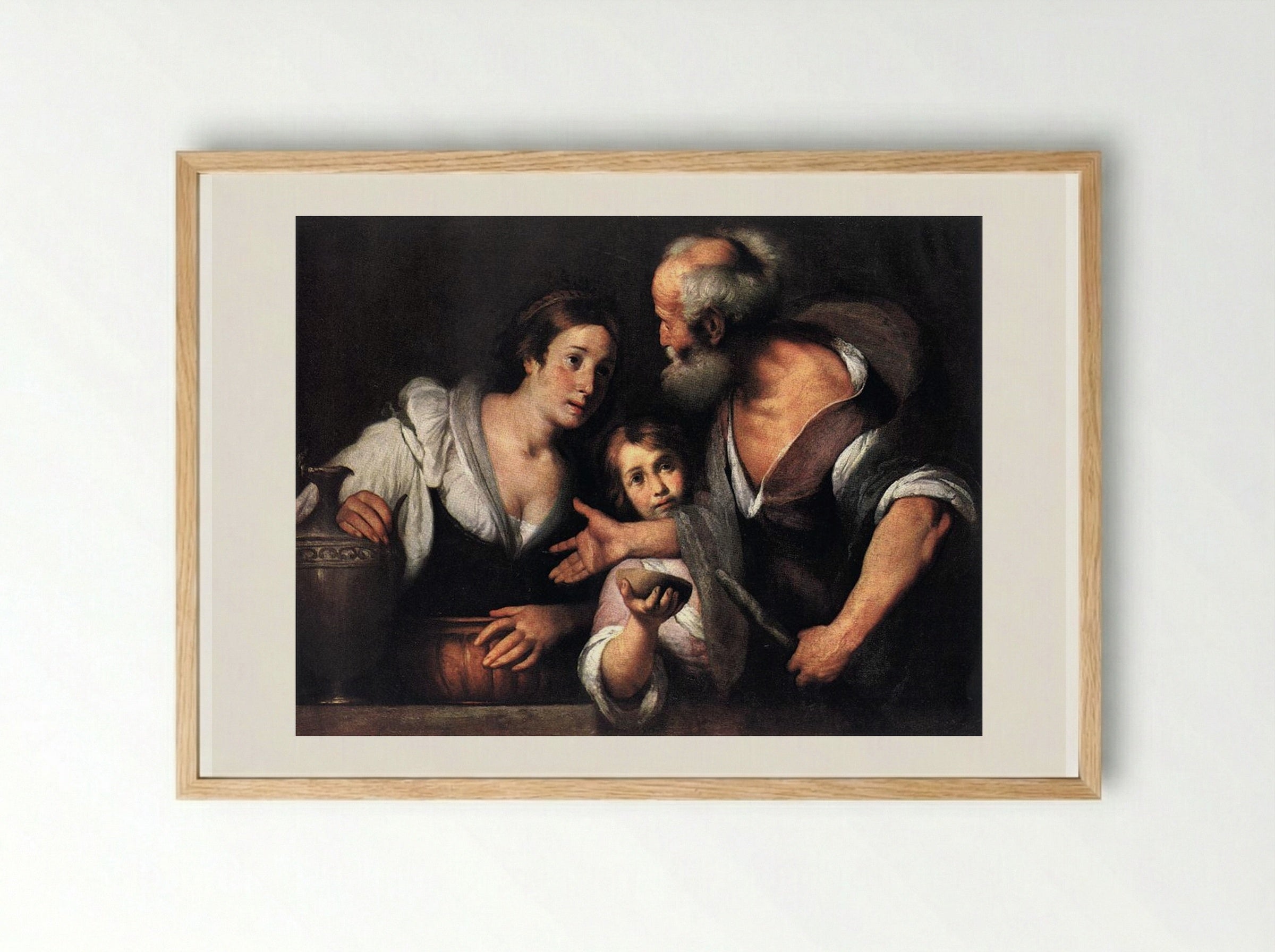 Prophet Elijah and the Widow of Sarepta - Bernardo Strozzi - Framed Print Wood