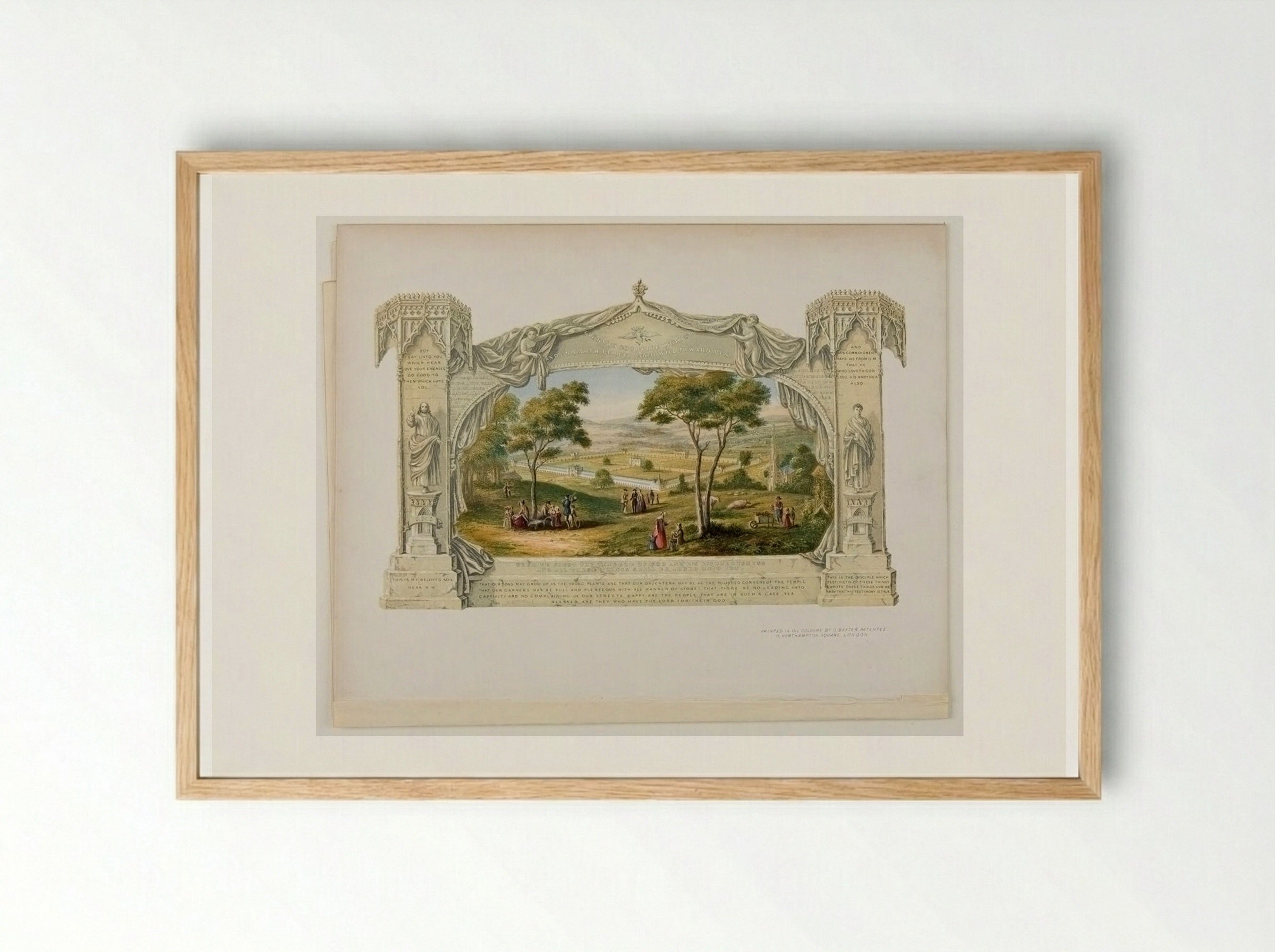 Proposed Communist Settlement of the Christian Commonwealth - George Baxter - Framed Print Wood
