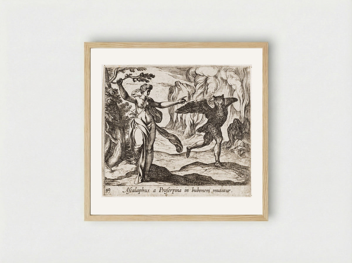 Proserpina Turning Ascalaphus into an Owl - Antonio Tempesta - Framed Print Wood
