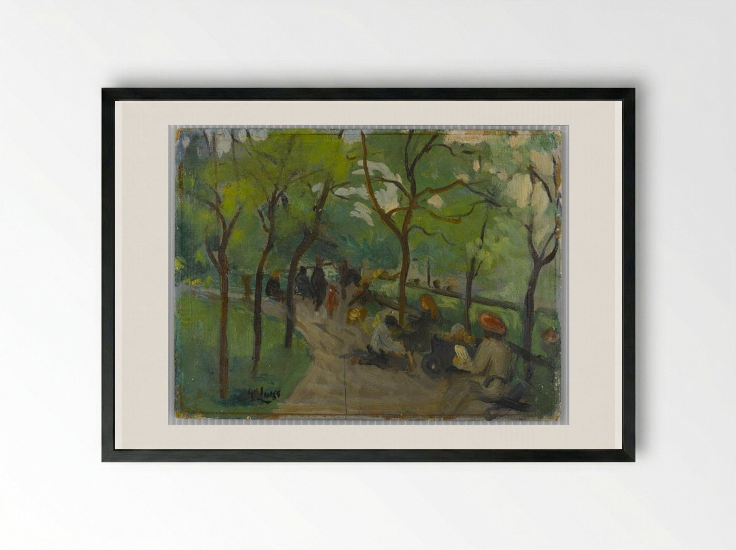 Prospect Park - George Luks - Framed Print Black