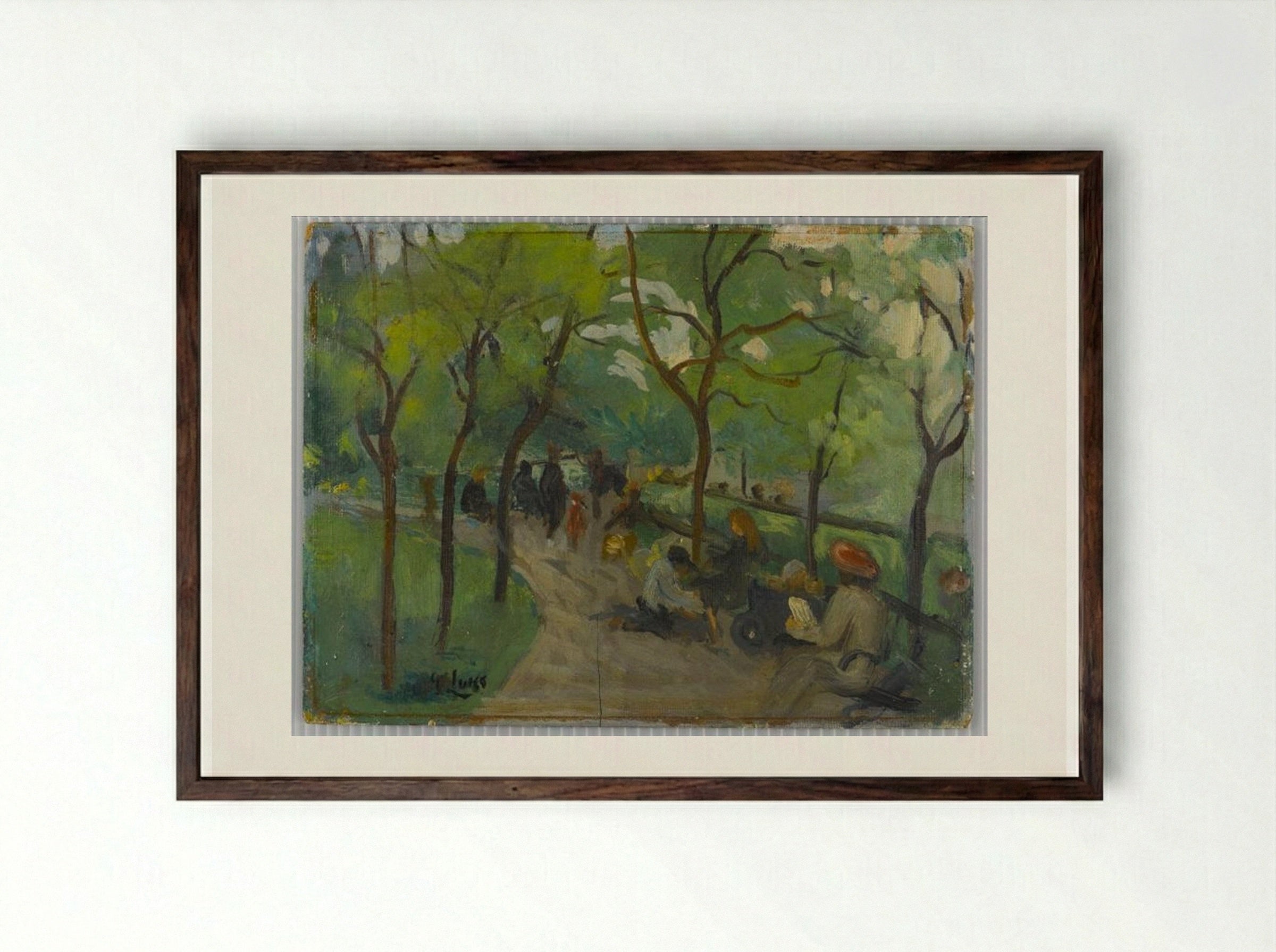 Prospect Park - George Luks - Framed Print Dark Wood