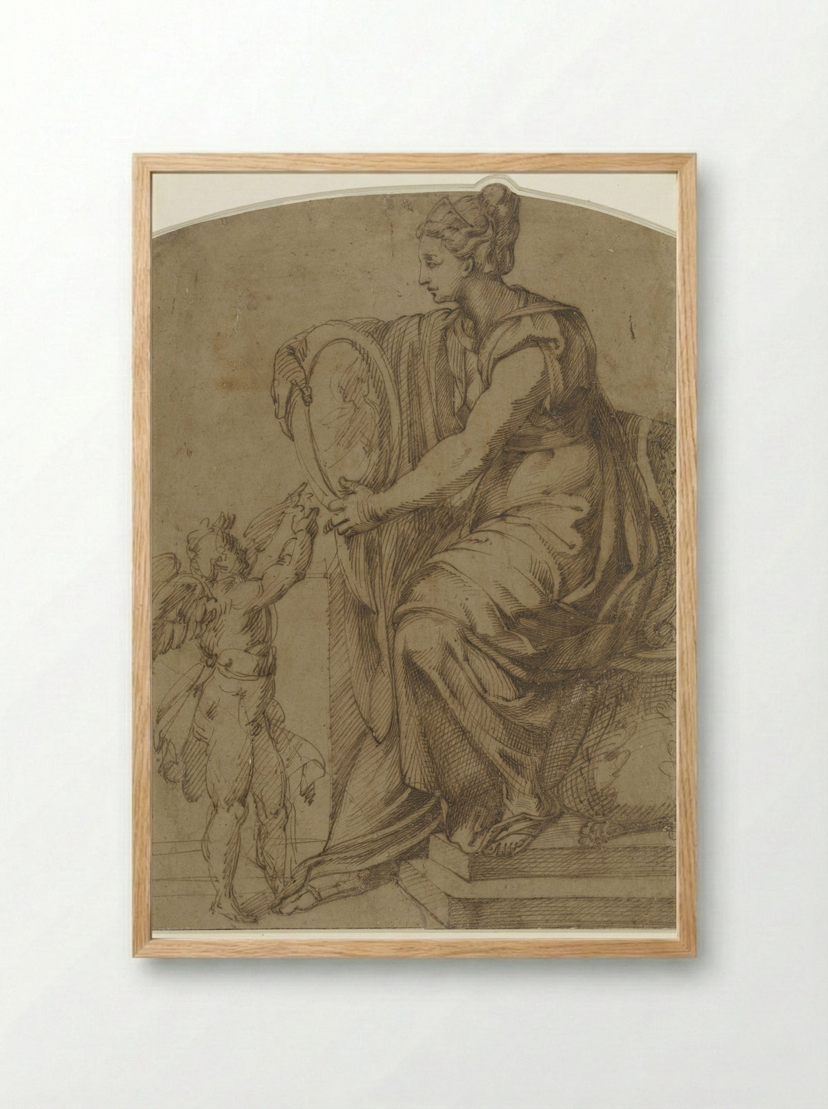 Prudentia (Woman with a Mirror on a Throne) - Bartolomeo Passarotti - Framed Print Wood