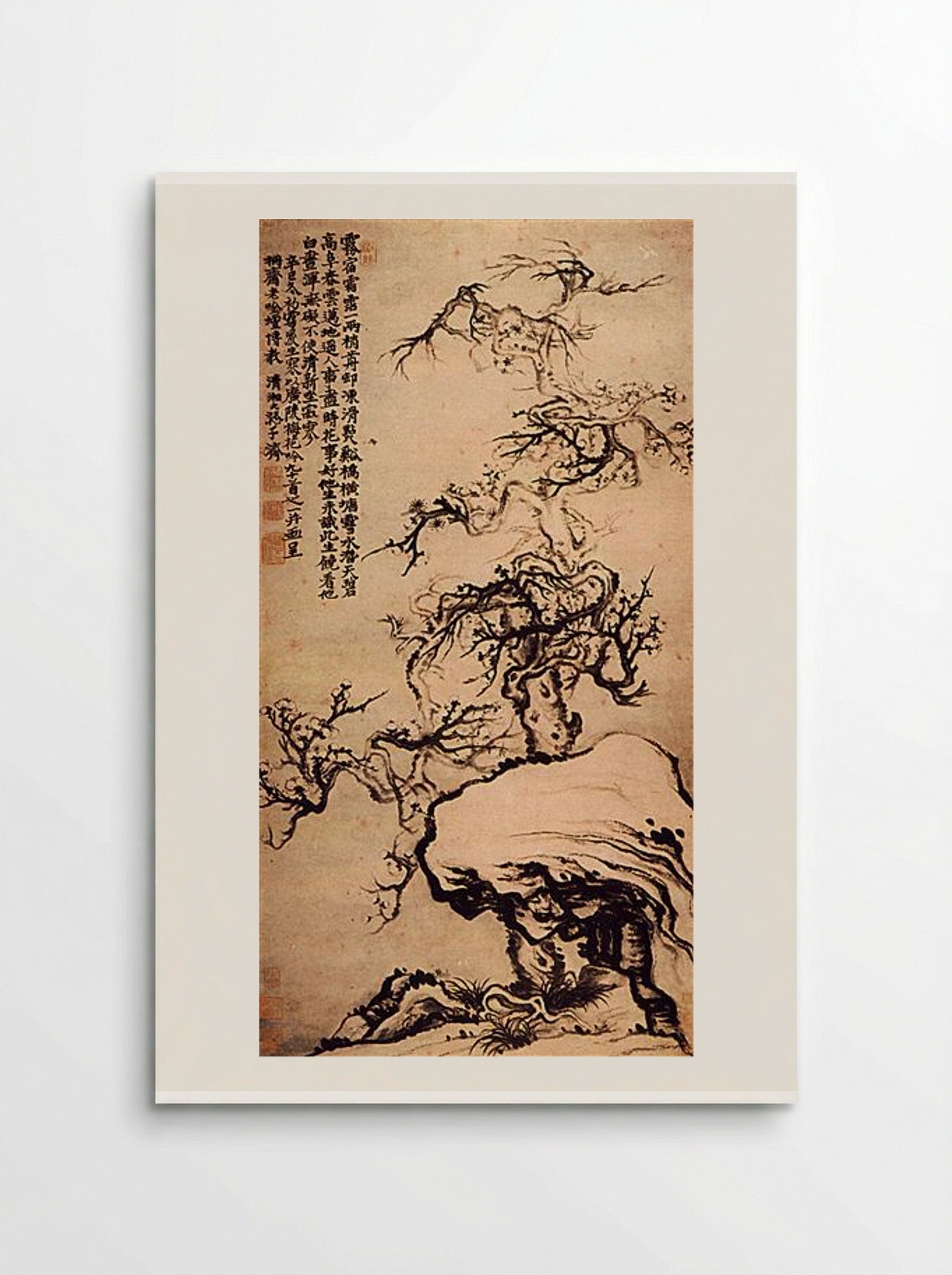 Prunus among the Rocks - Shitao - Poster