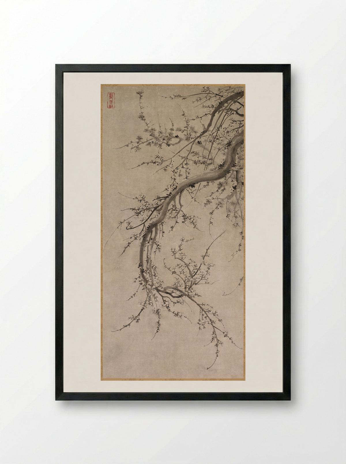 Prunus - Kano Einō - Framed Print Black