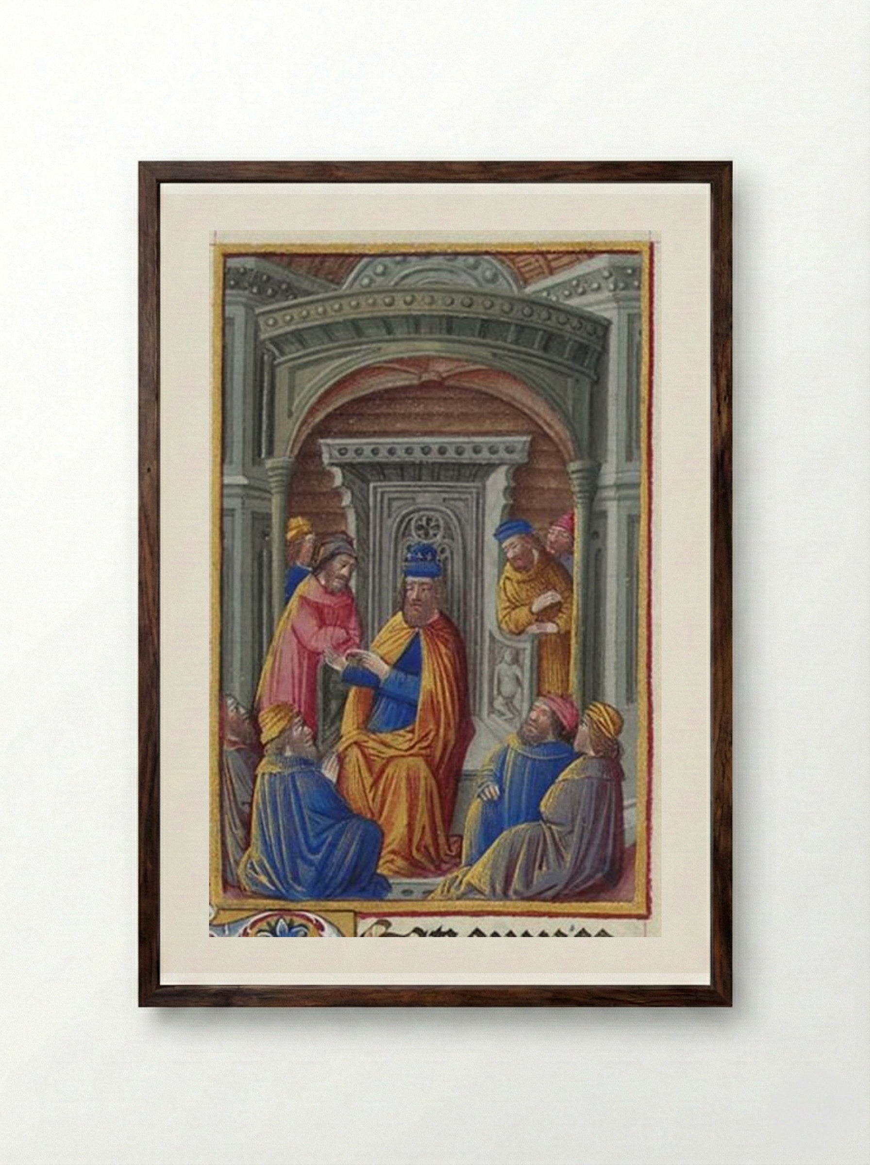 Psalm CXXVII - Limbourg brothers - Framed Print Dark Wood