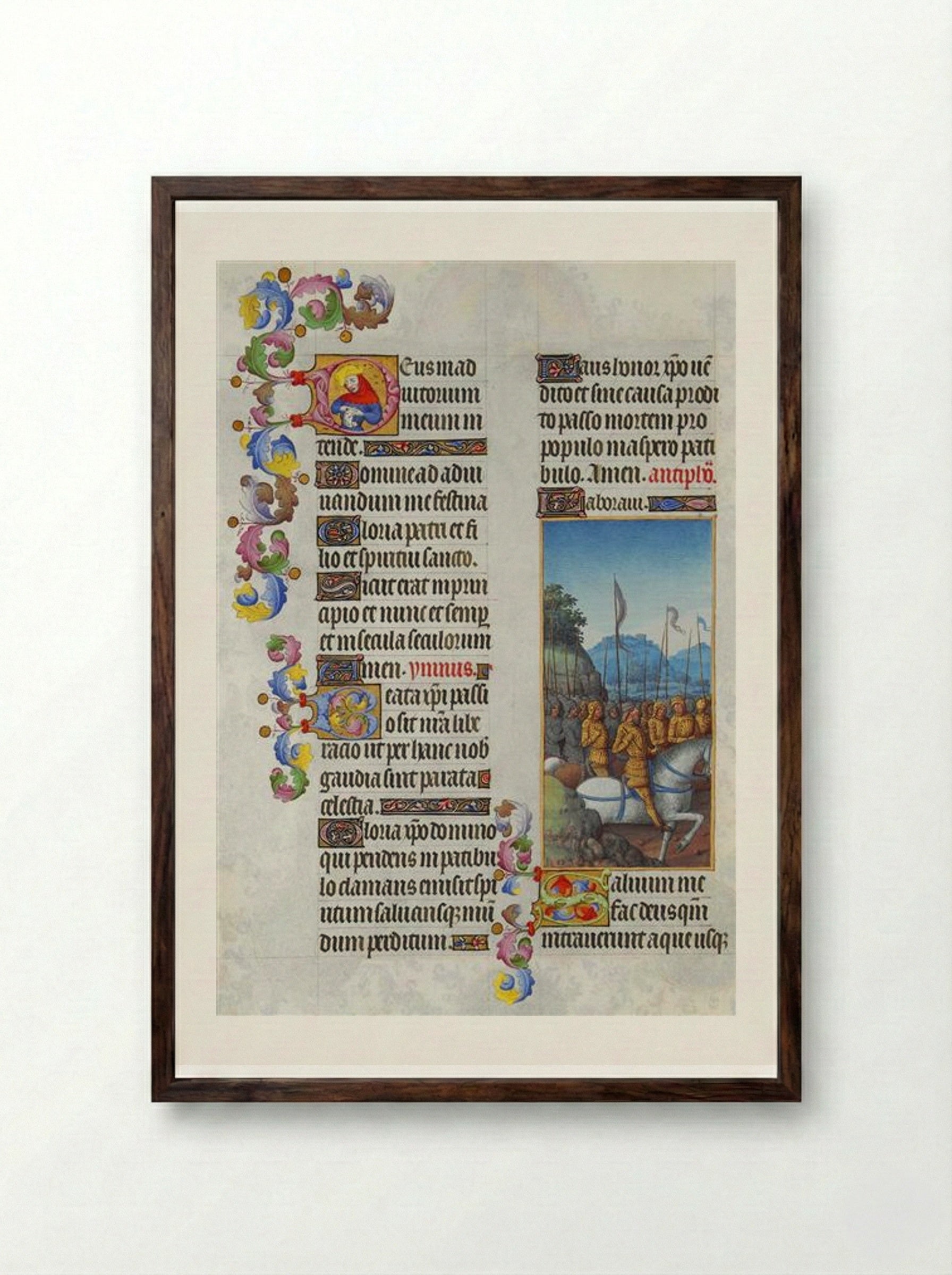 Psalm LXVIII - Limbourg brothers - Framed Print Dark Wood