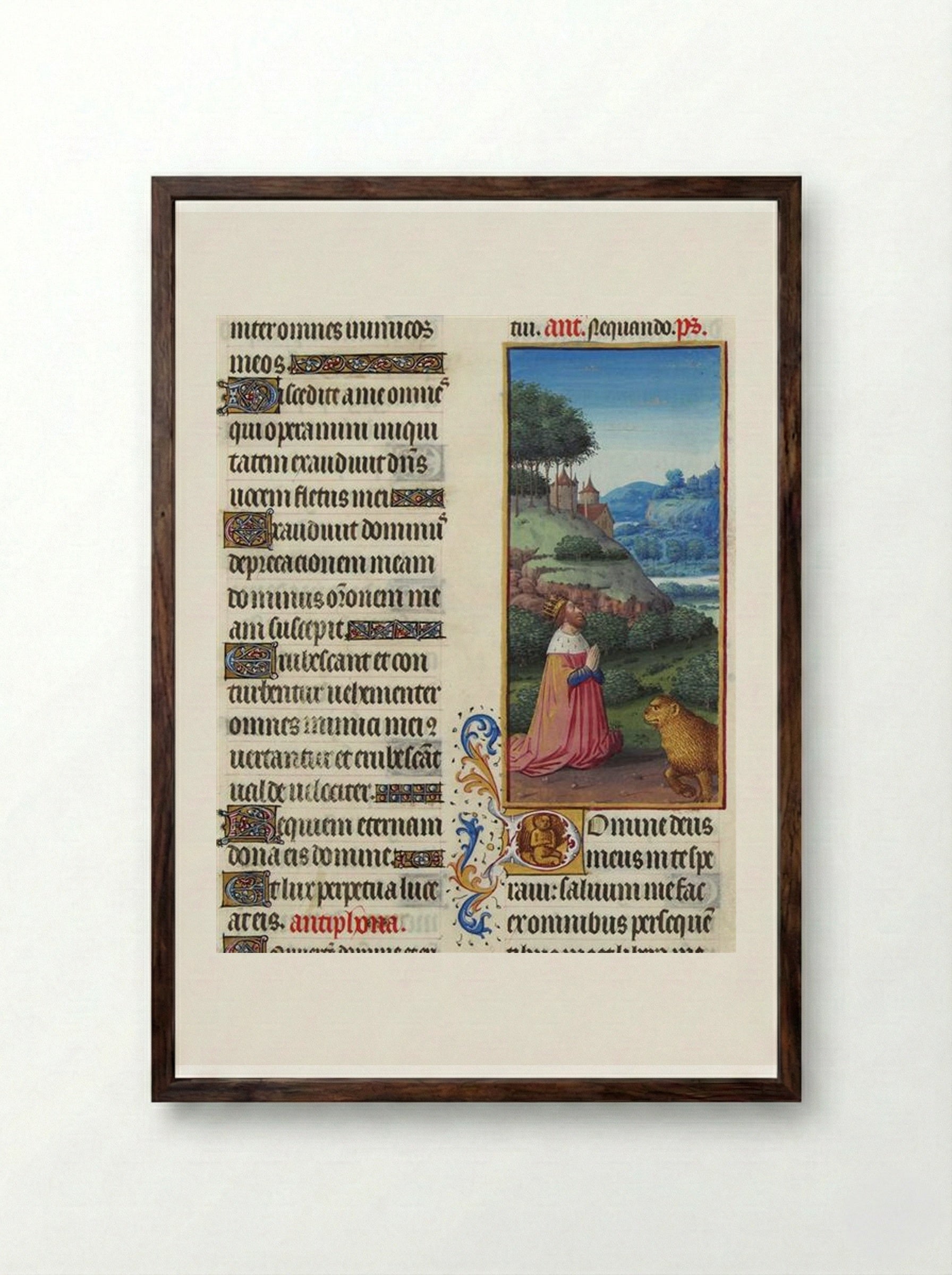 Psalm VII - Limbourg brothers - Framed Print Dark Wood
