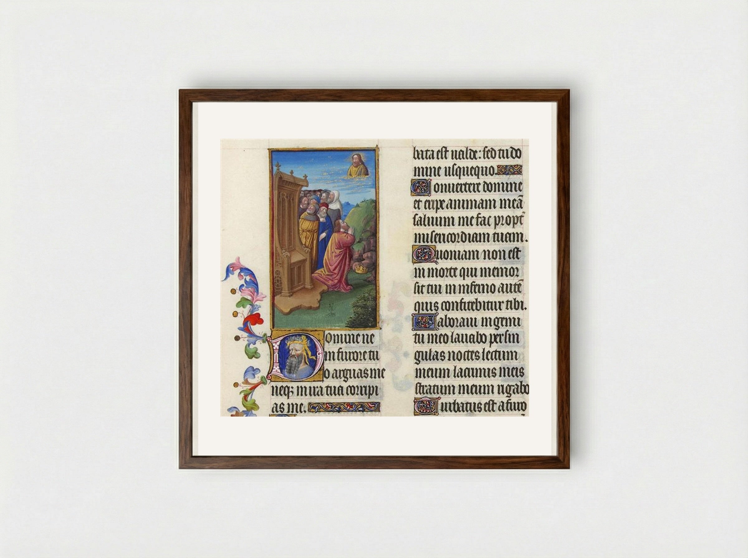 Psalm VI - Limbourg brothers - Framed Print Dark Wood