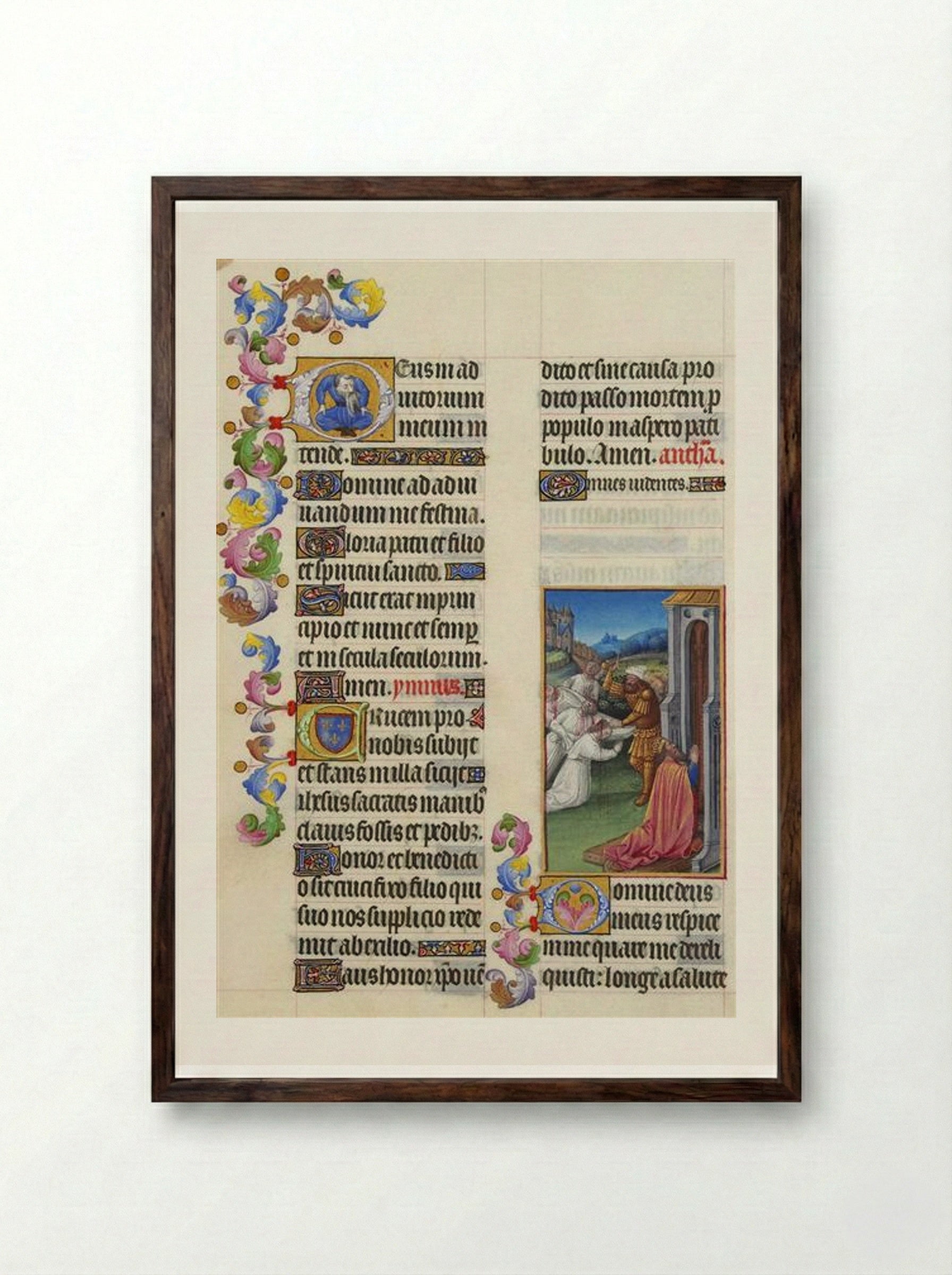 Psalm XXI - Limbourg brothers - Framed Print Dark Wood
