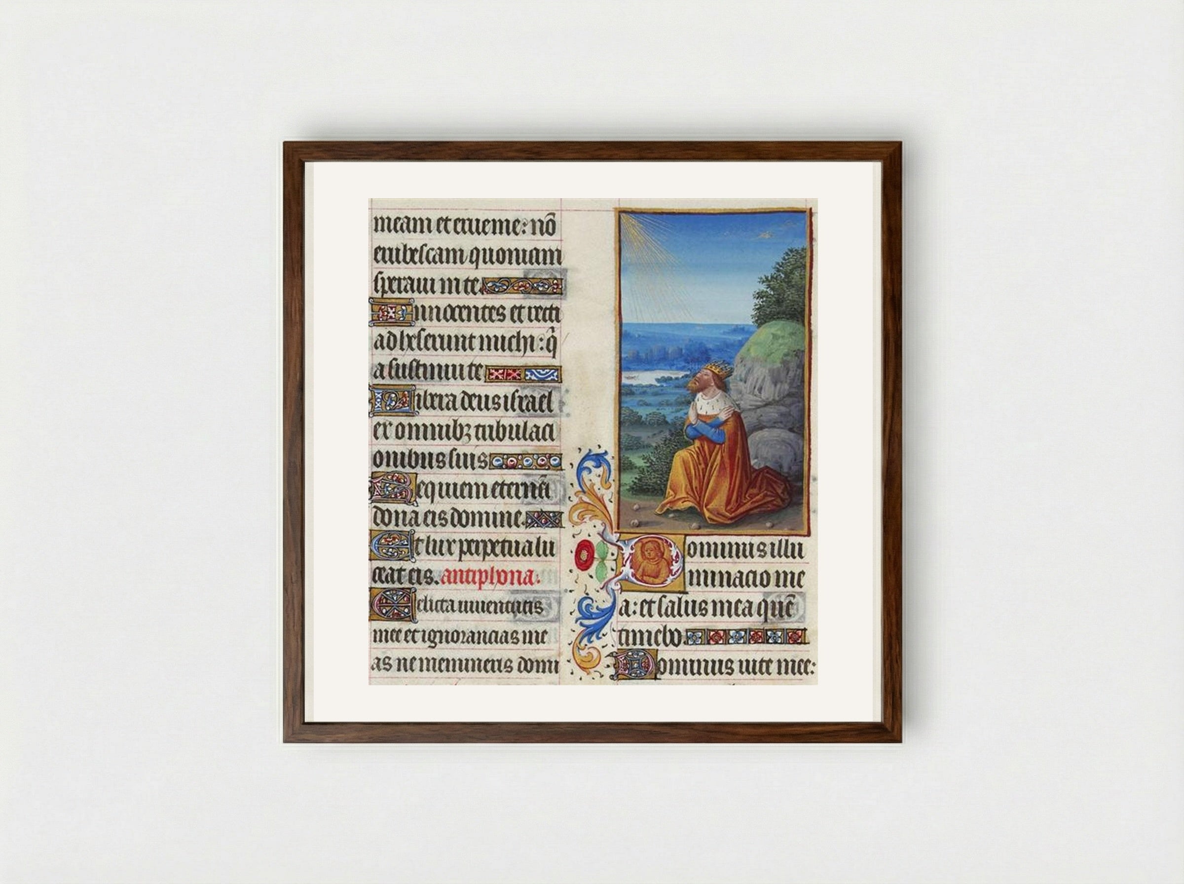 Psalm XXVI - Limbourg brothers - Framed Print Dark Wood