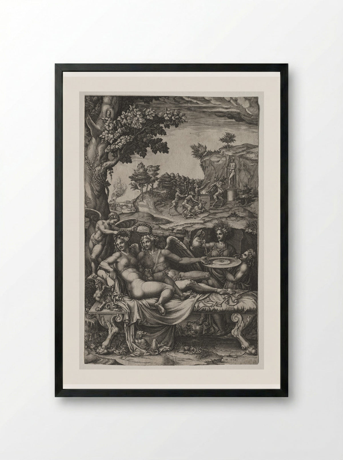 Psyche and Cupid - Giorgio Ghisi - Framed Print Black