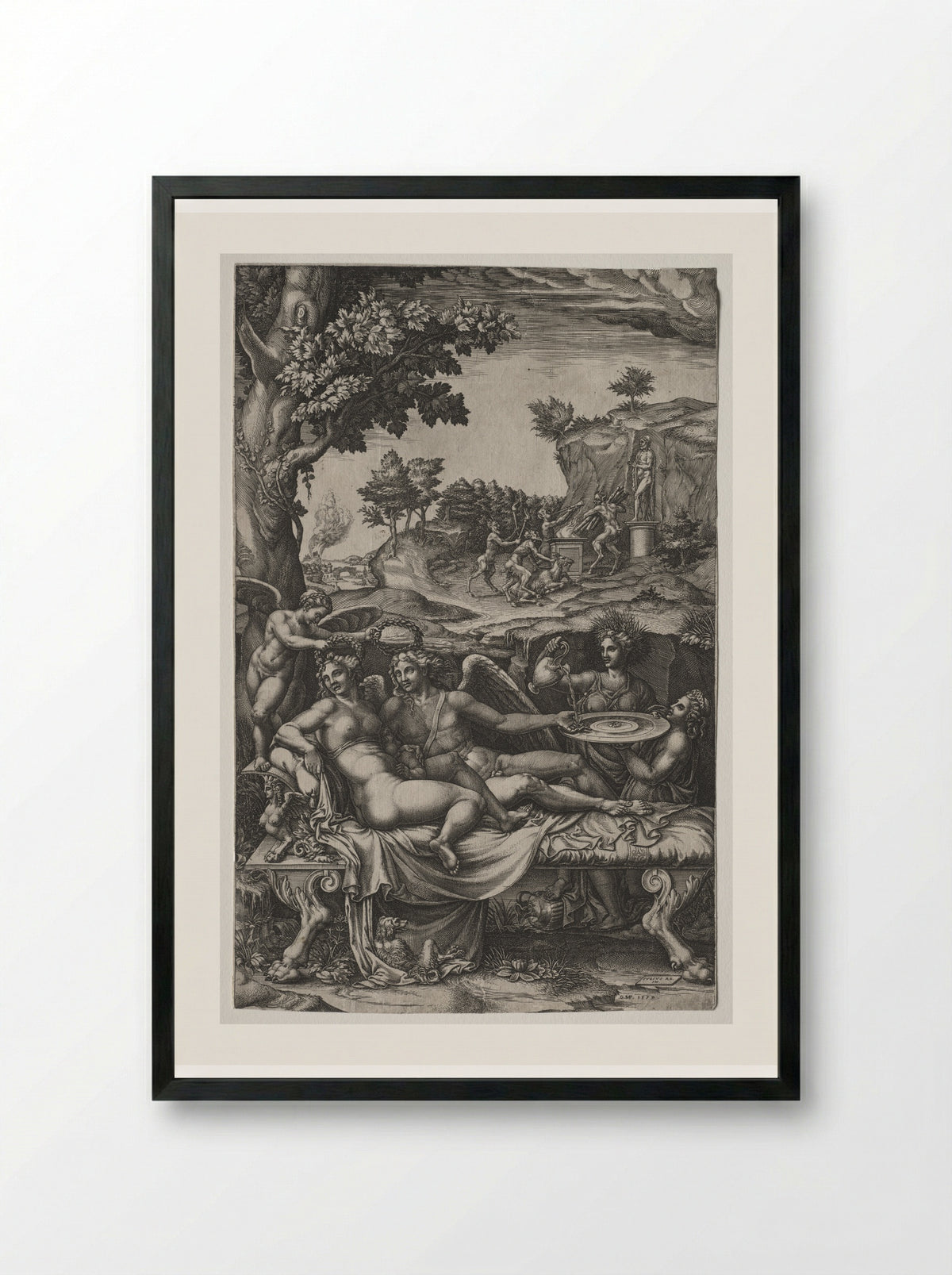 Psyche and Cupid - Giorgio Ghisi - Framed Print Black