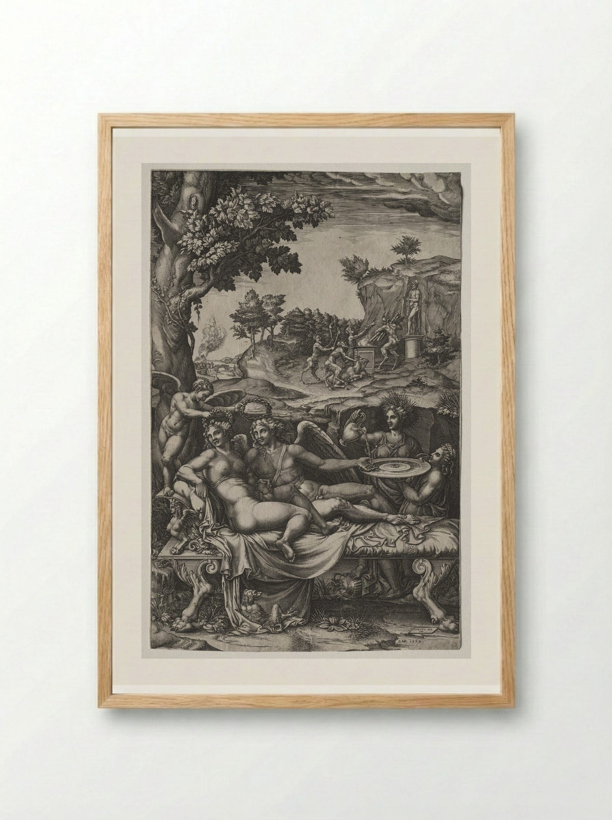 Psyche and Cupid - Giorgio Ghisi - Framed Print Wood