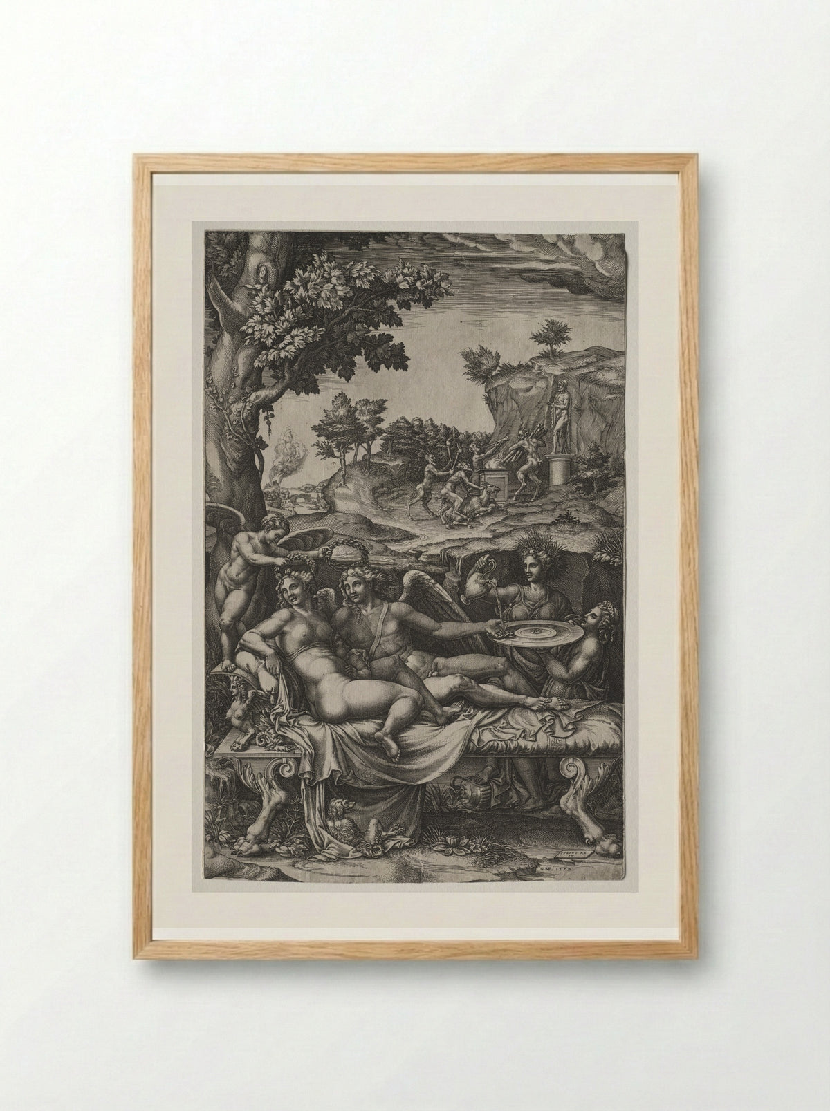 Psyche and Cupid - Giorgio Ghisi - Framed Print Wood