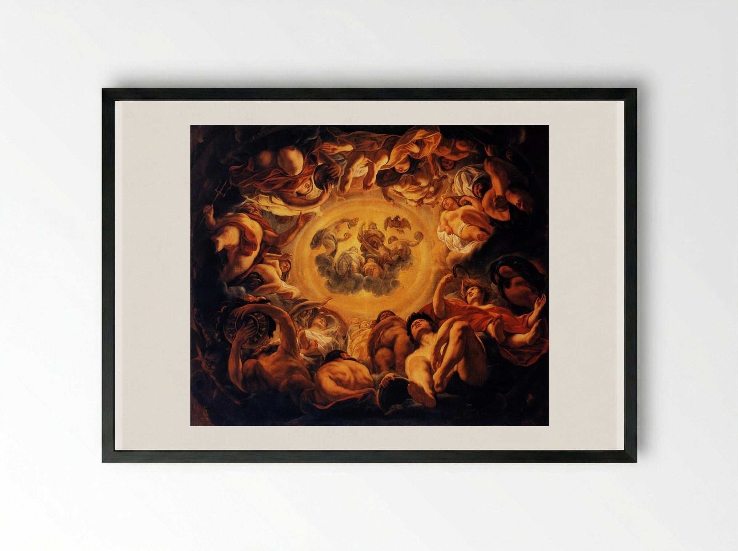 Psyche hosted on Olympus - Jacob Jordaens - Framed Print Black