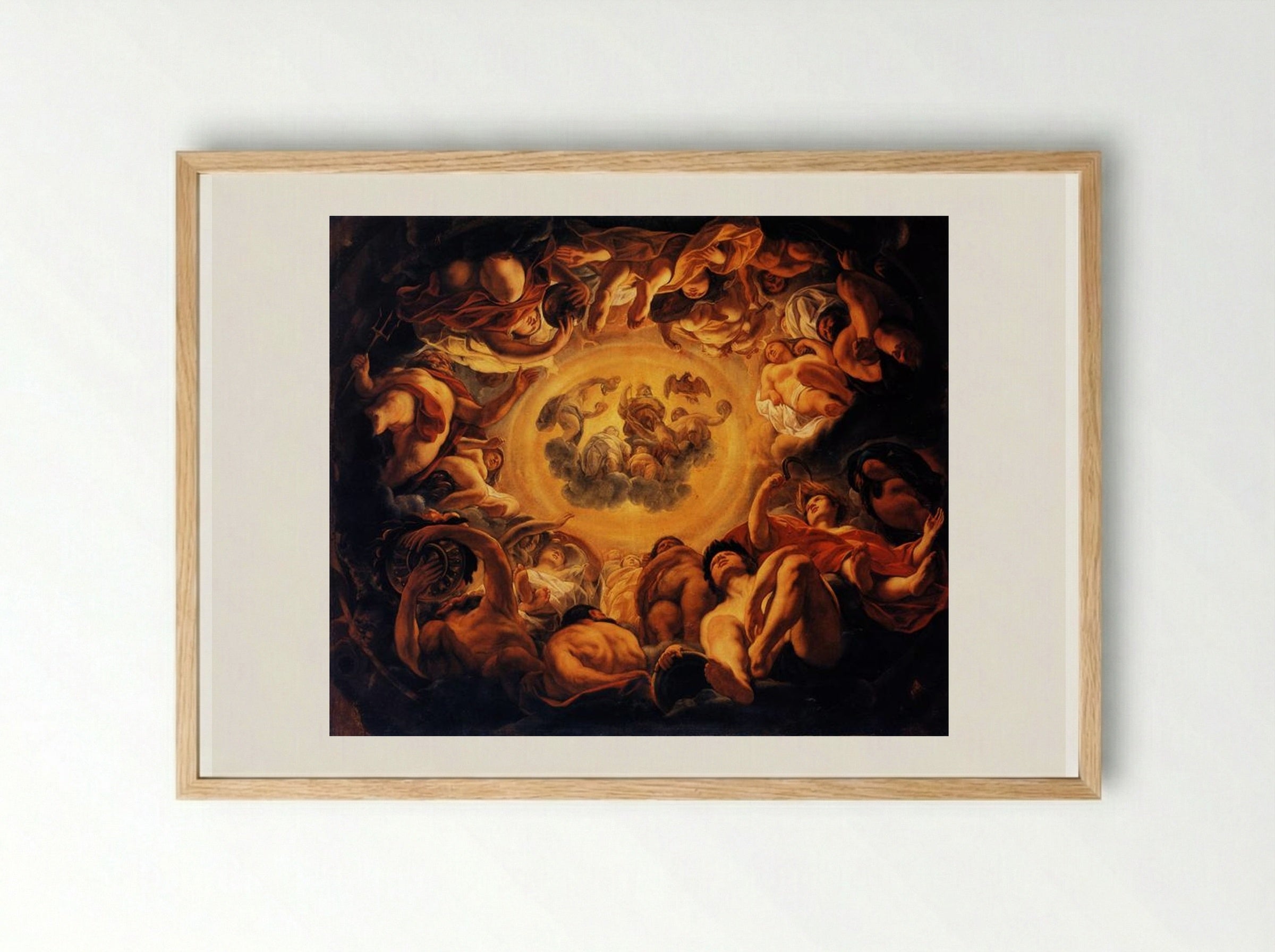 Psyche hosted on Olympus - Jacob Jordaens - Framed Print Wood