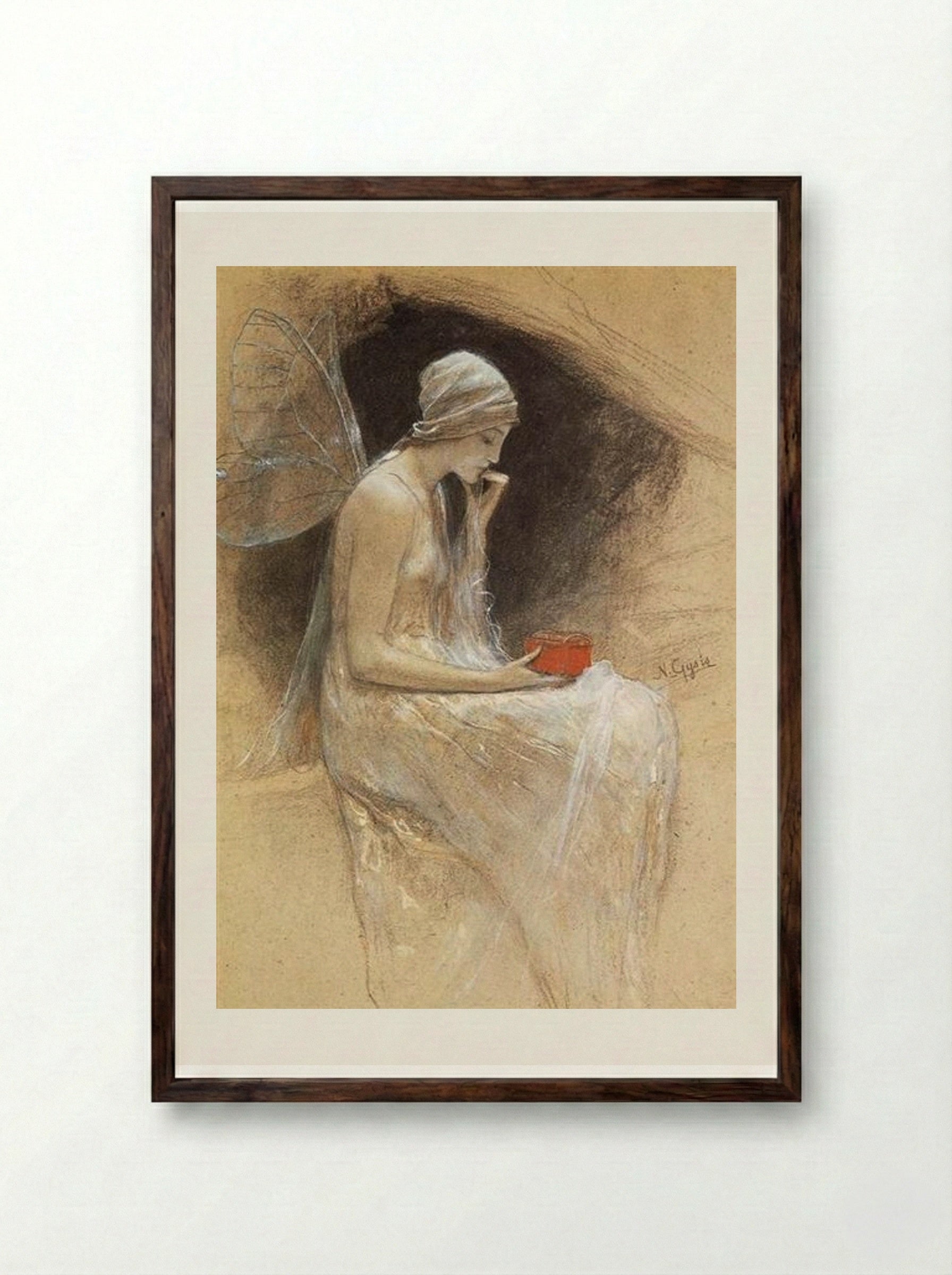 Psyche - Nikolaos Gyzis - Framed Print Dark Wood