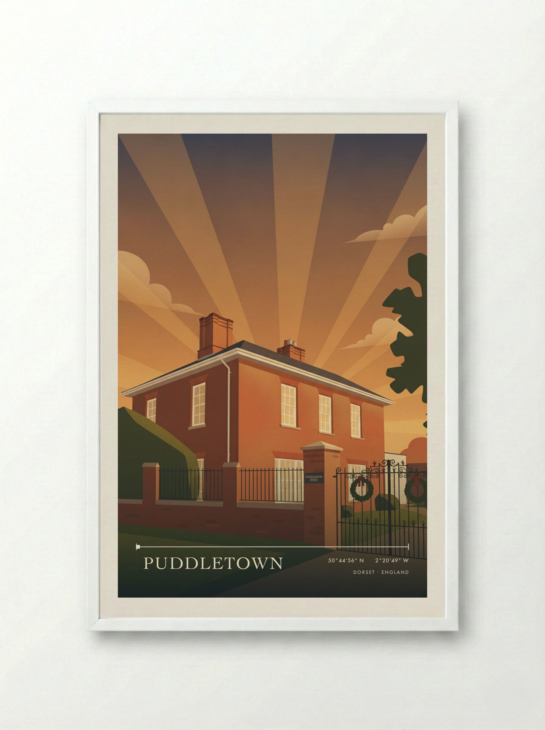 Puddletown Dorset England Travel Poster - Framed Print White