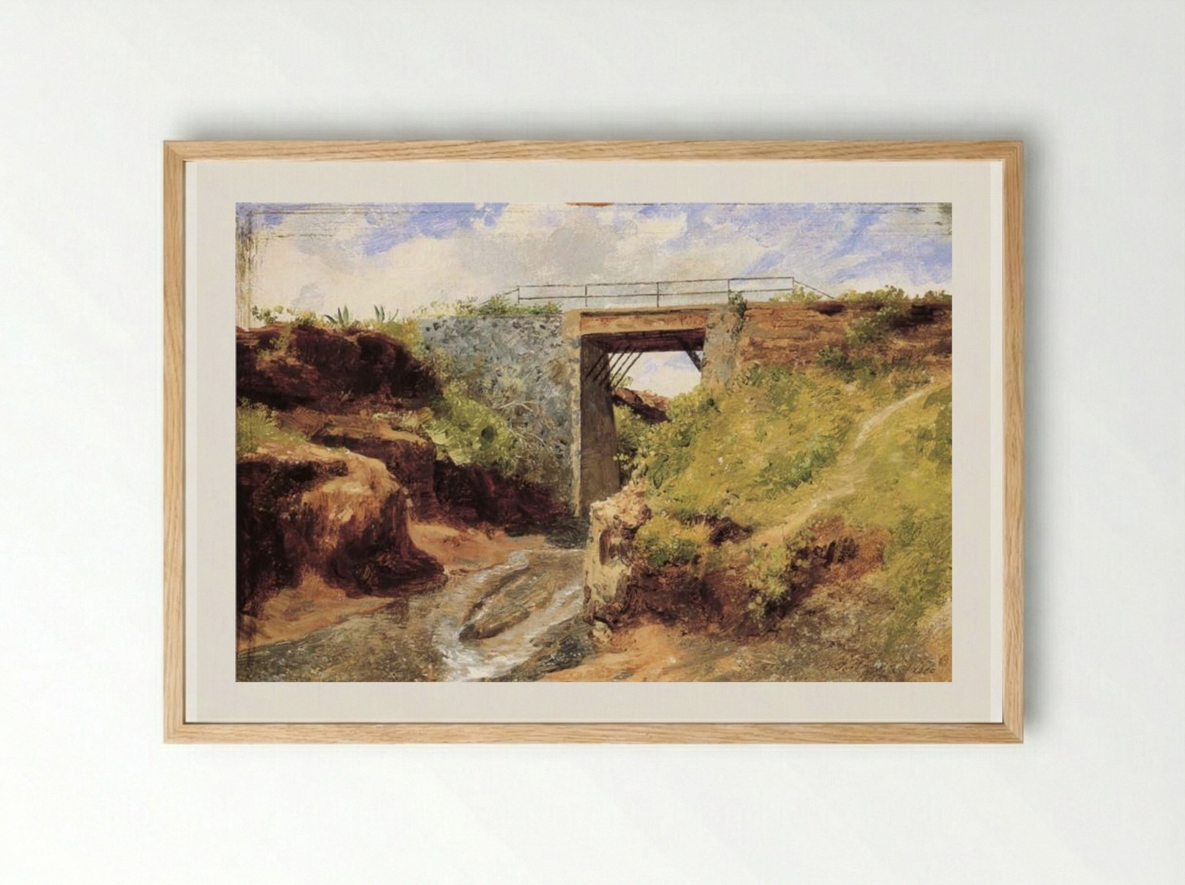 Puente de la Barranca del Muerto - José María Velasco - Framed Print Wood
