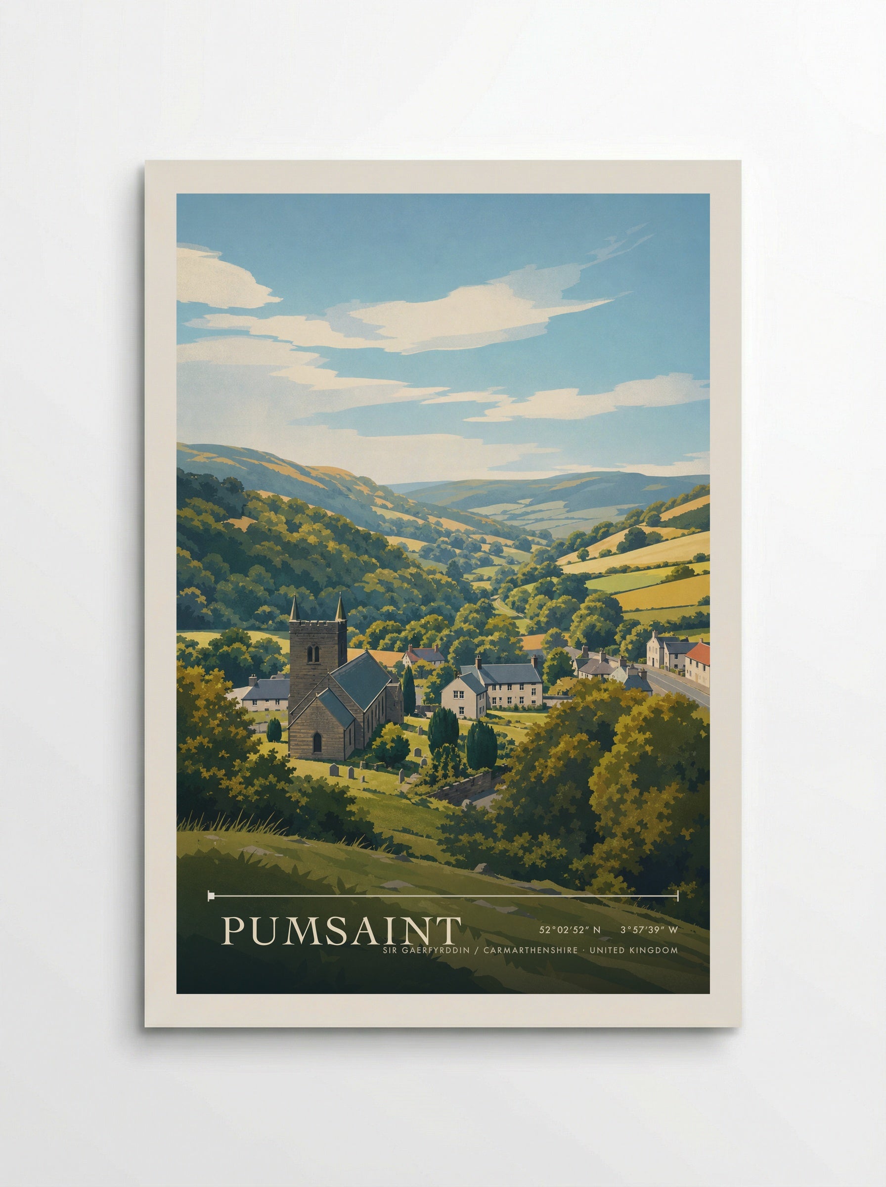 Pumsaint Sir Gaerfyrddin / Carmarthenshire United Kingdom Travel Poster - Poster
