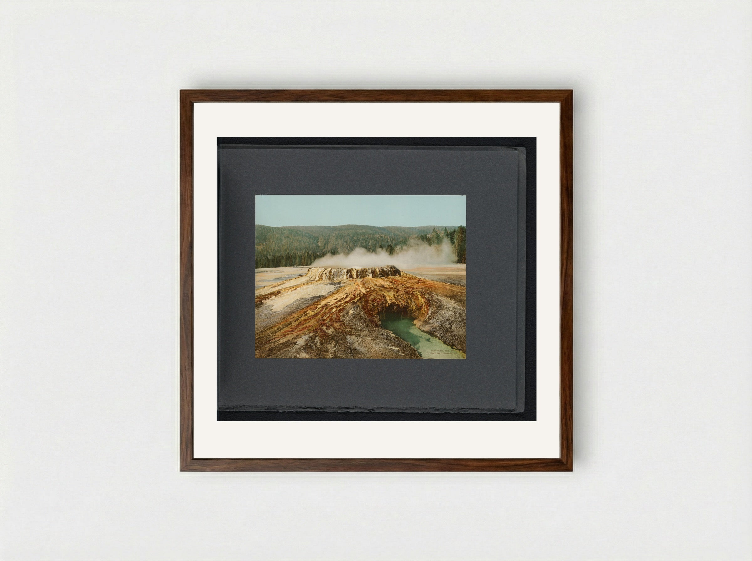 Punch Bowl Spring, Yellowstone National Park - William Henry Jackson - Framed Print Dark Wood