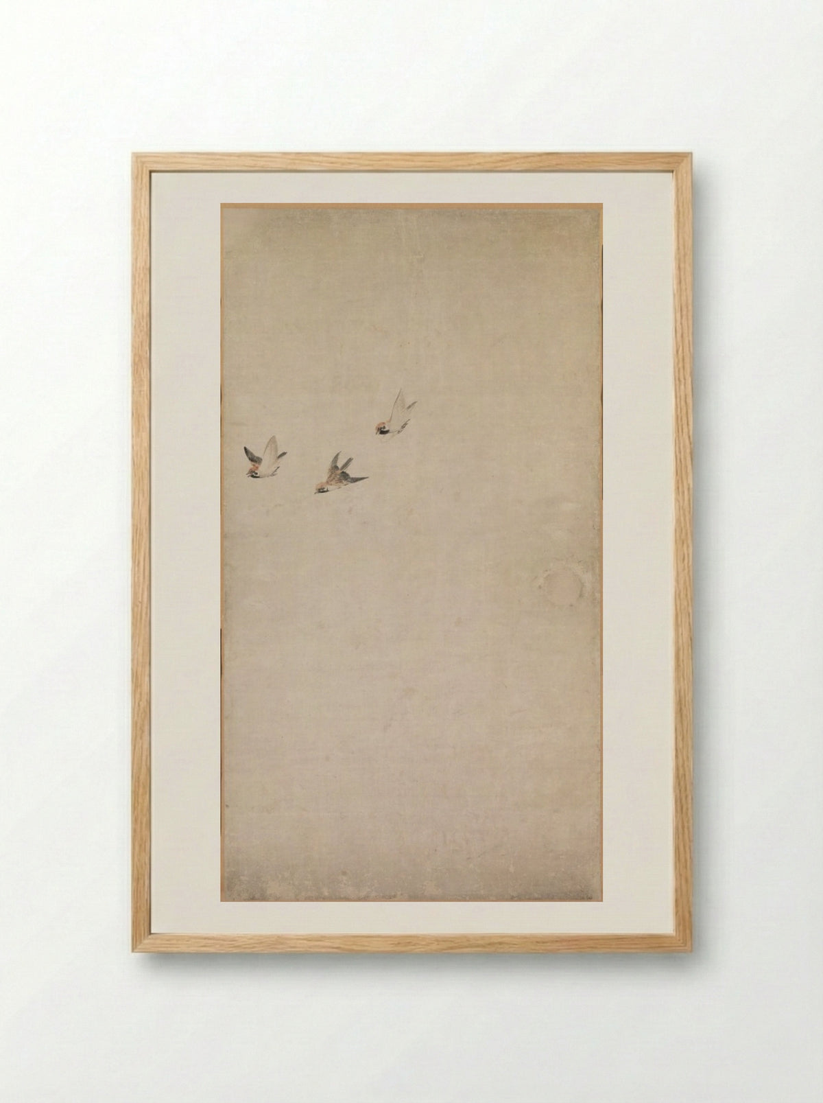 Puppies, Sparrows, and Chrysanthemums - Nagasawa Rosetsu - Framed Print Wood