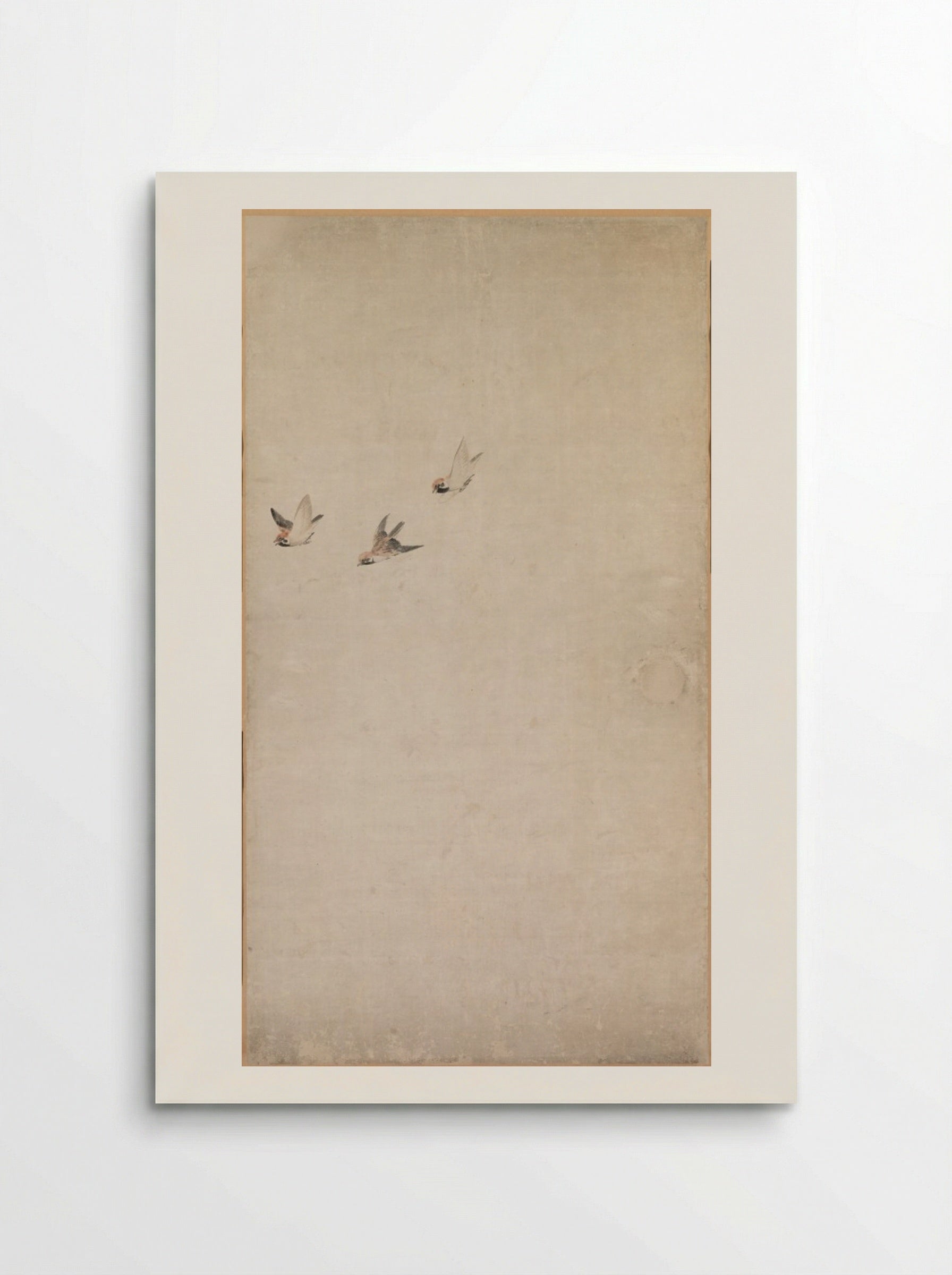 Puppies, Sparrows, and Chrysanthemums - Nagasawa Rosetsu - Poster