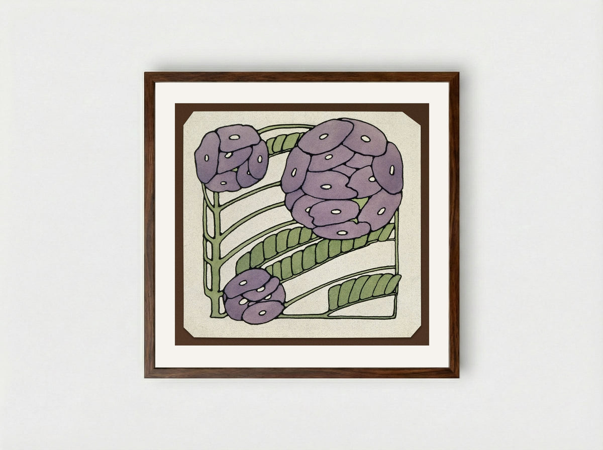 Purple Stylized (1915) - Hannah Borger Overbeck - Framed Print Dark Wood