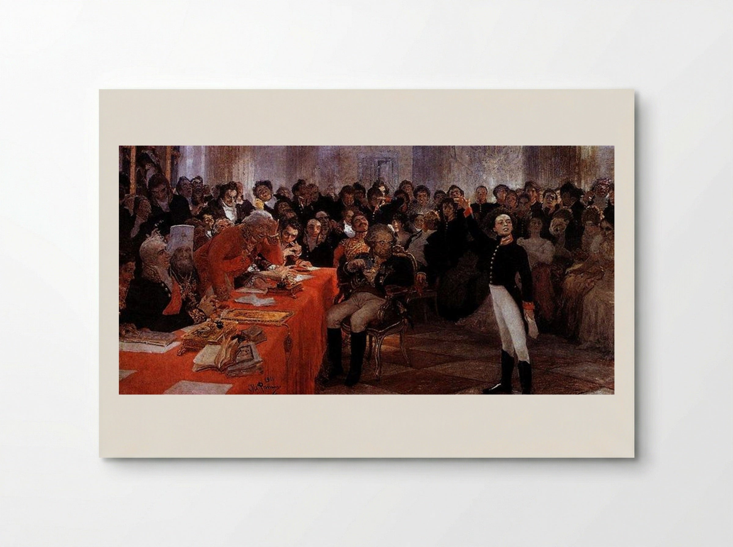 Pushkin Reciting His Poem at the Lyceum - Ilya Repin - Poster