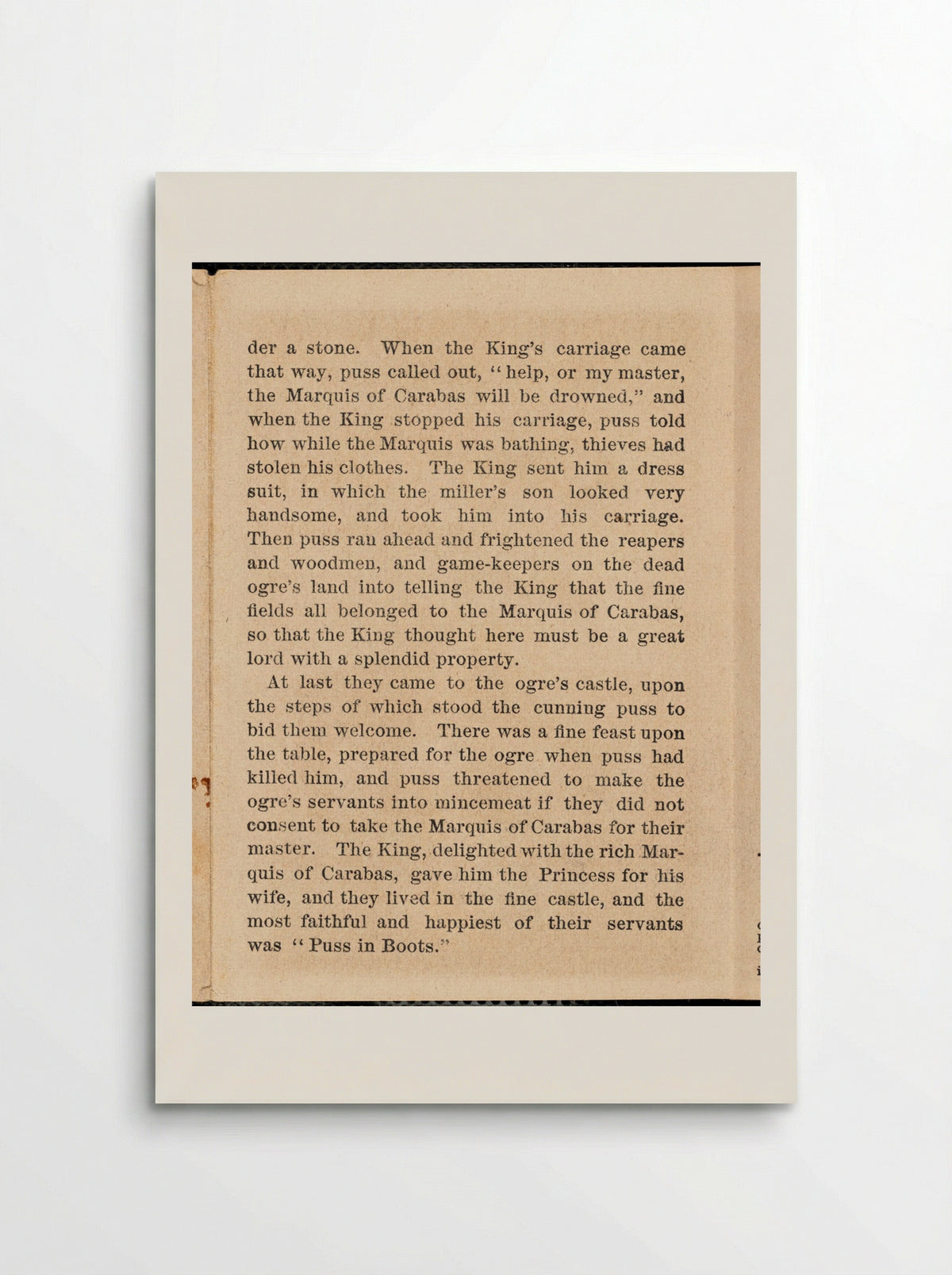 Puss in Boots Narrative Text - Fine Art Print - Poster