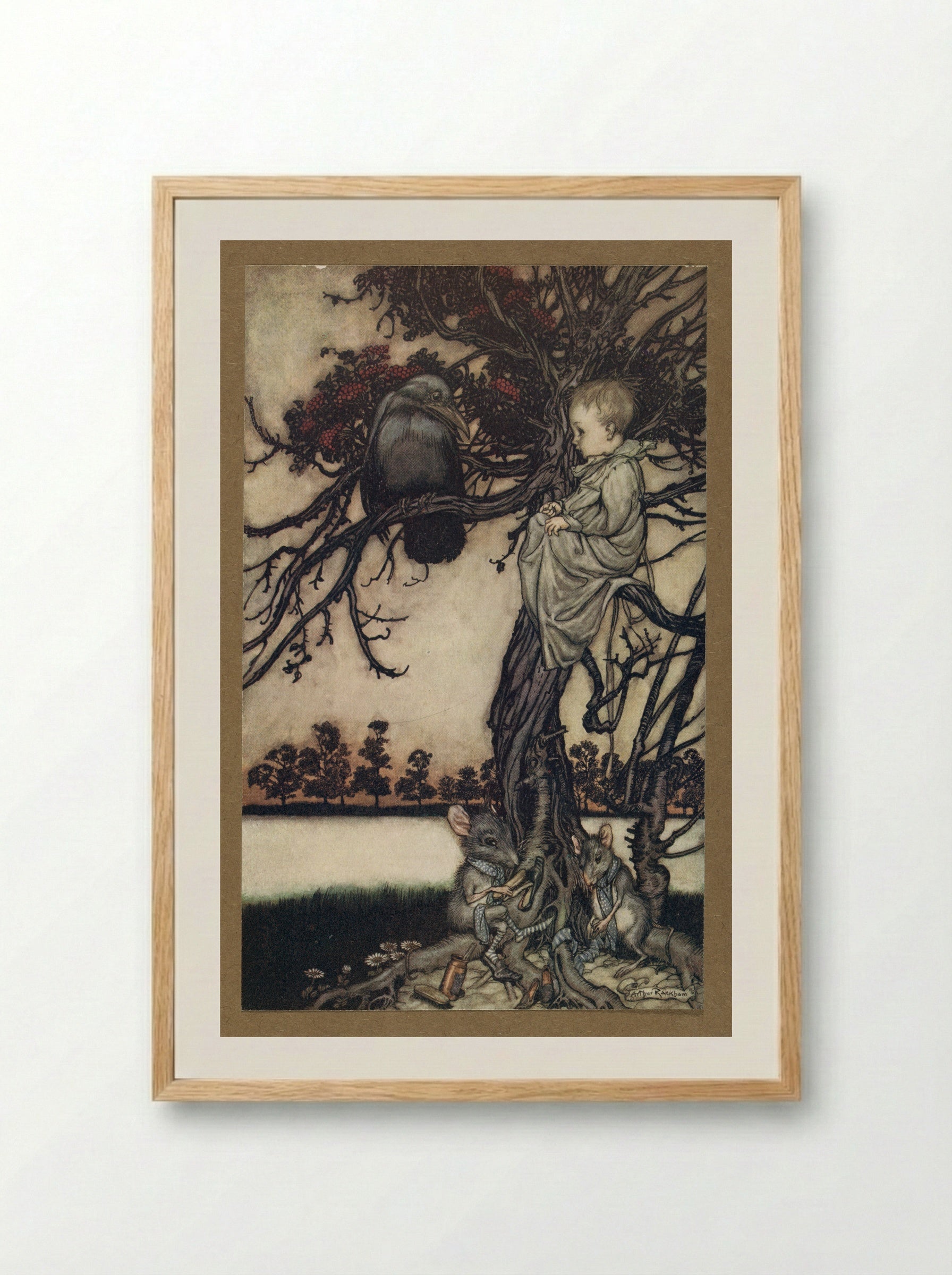 Put his strange case before old Solomon Caw - Arthur Rackham - Framed Print Wood