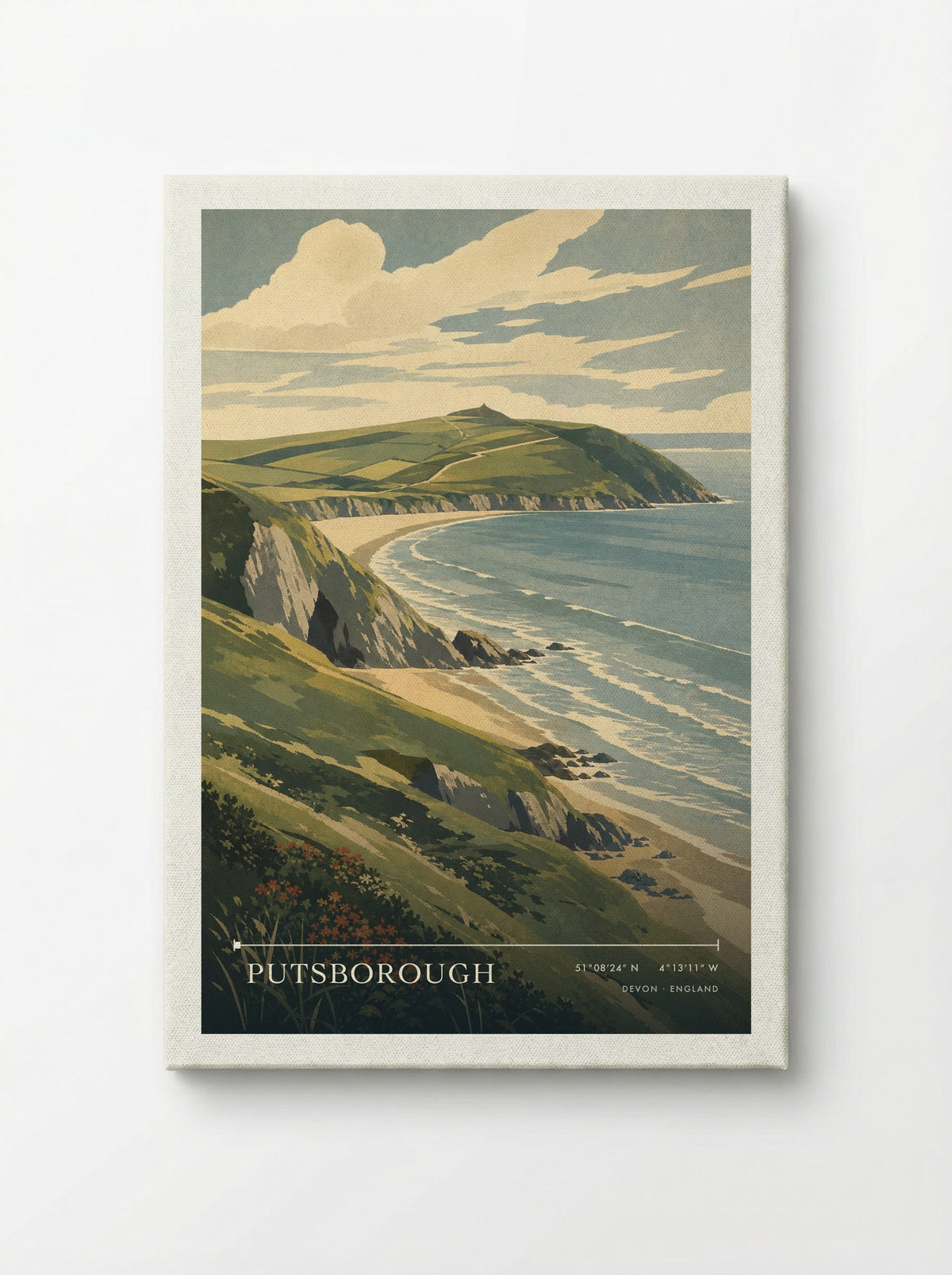 Putsborough Devon England Travel Poster - Canvas
