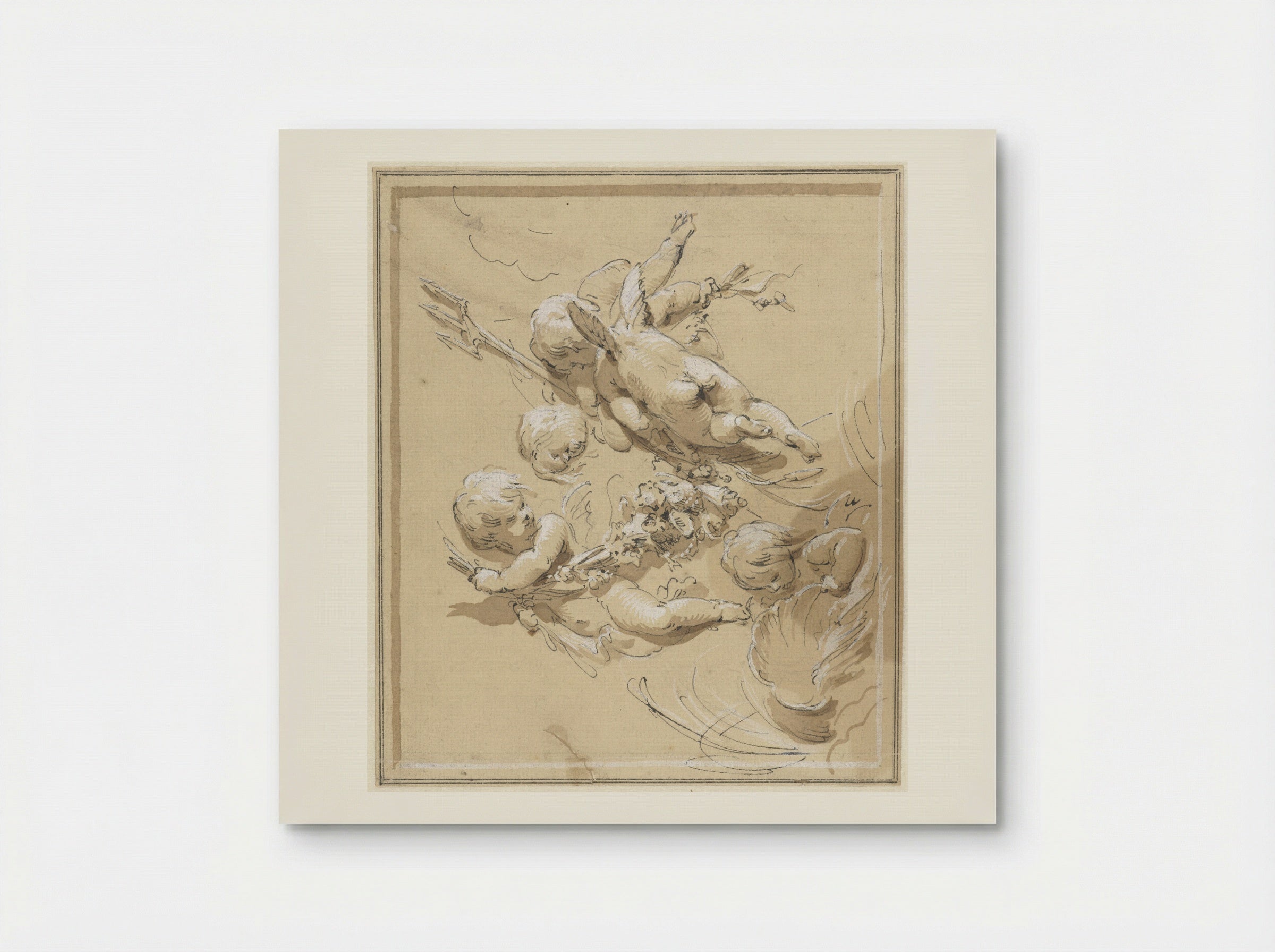 Putti met drietand - Jacob de Wit - Poster