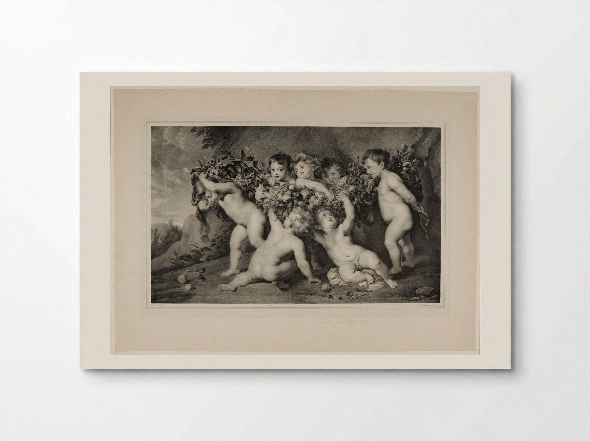 Putti with Garland of Fruits - Ferdinand Piloty - Poster