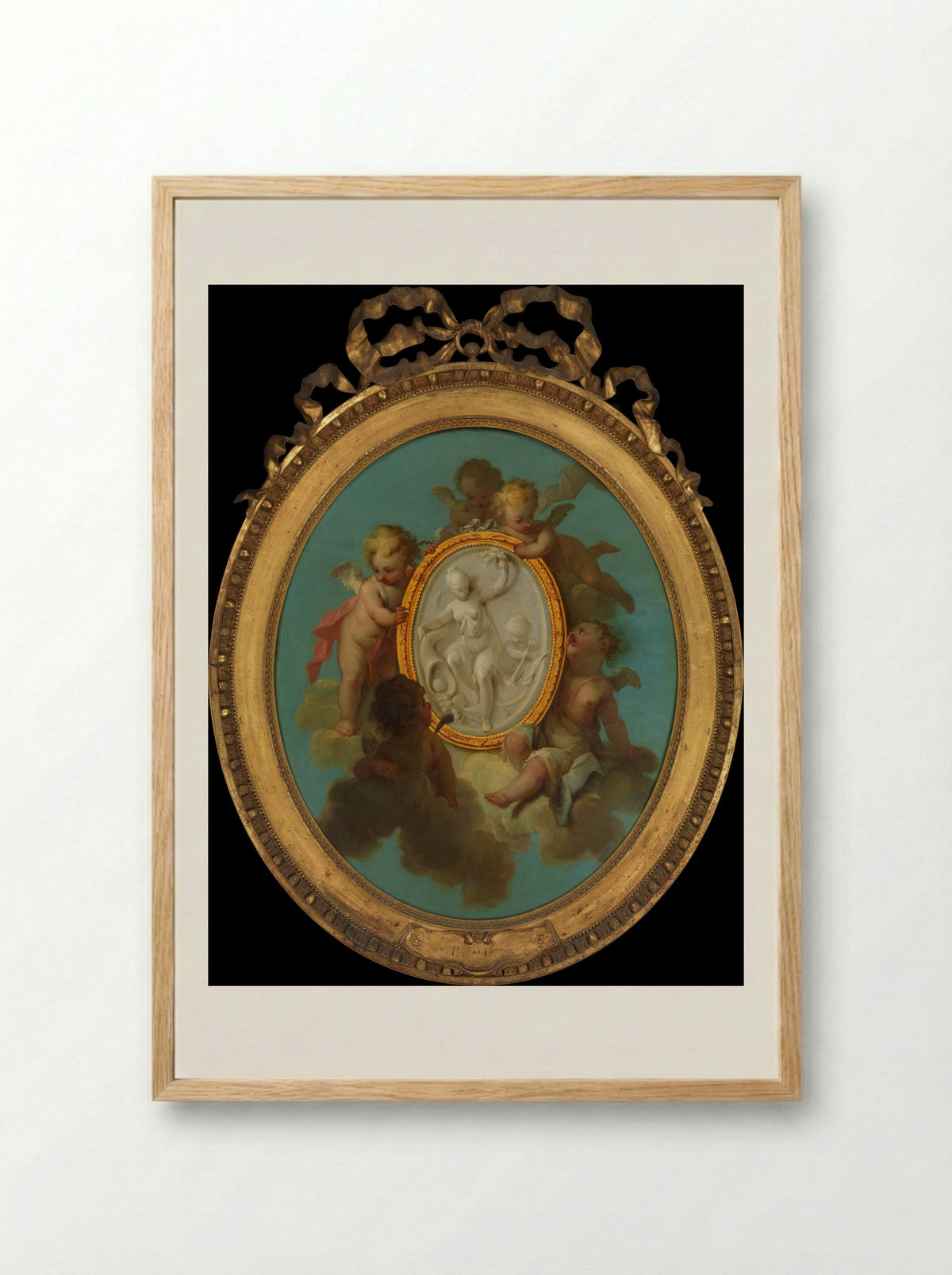 Putti with a Medallion - Charles Dominique Joseph Eisen - Framed Print Wood
