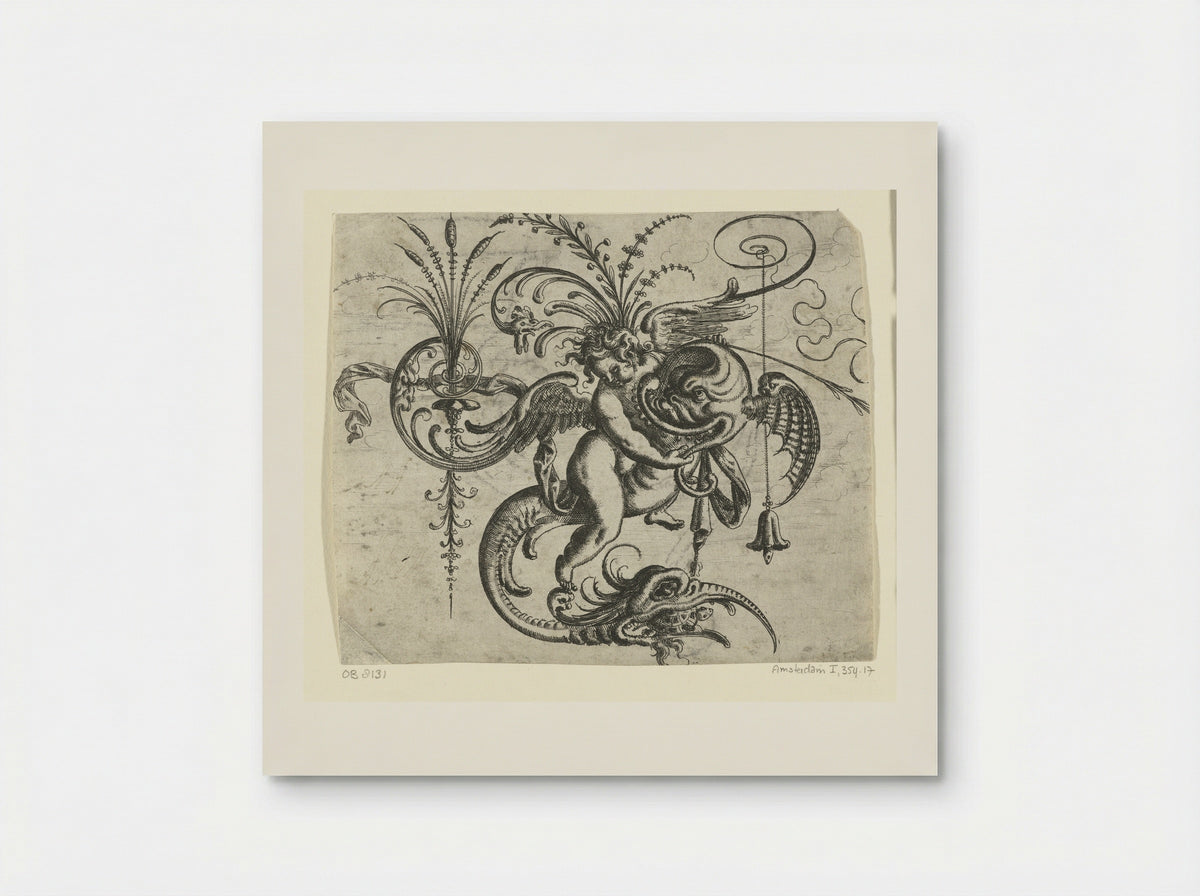Putto, rijdend op een dolfijn - Christoph Jamnitzer - Poster