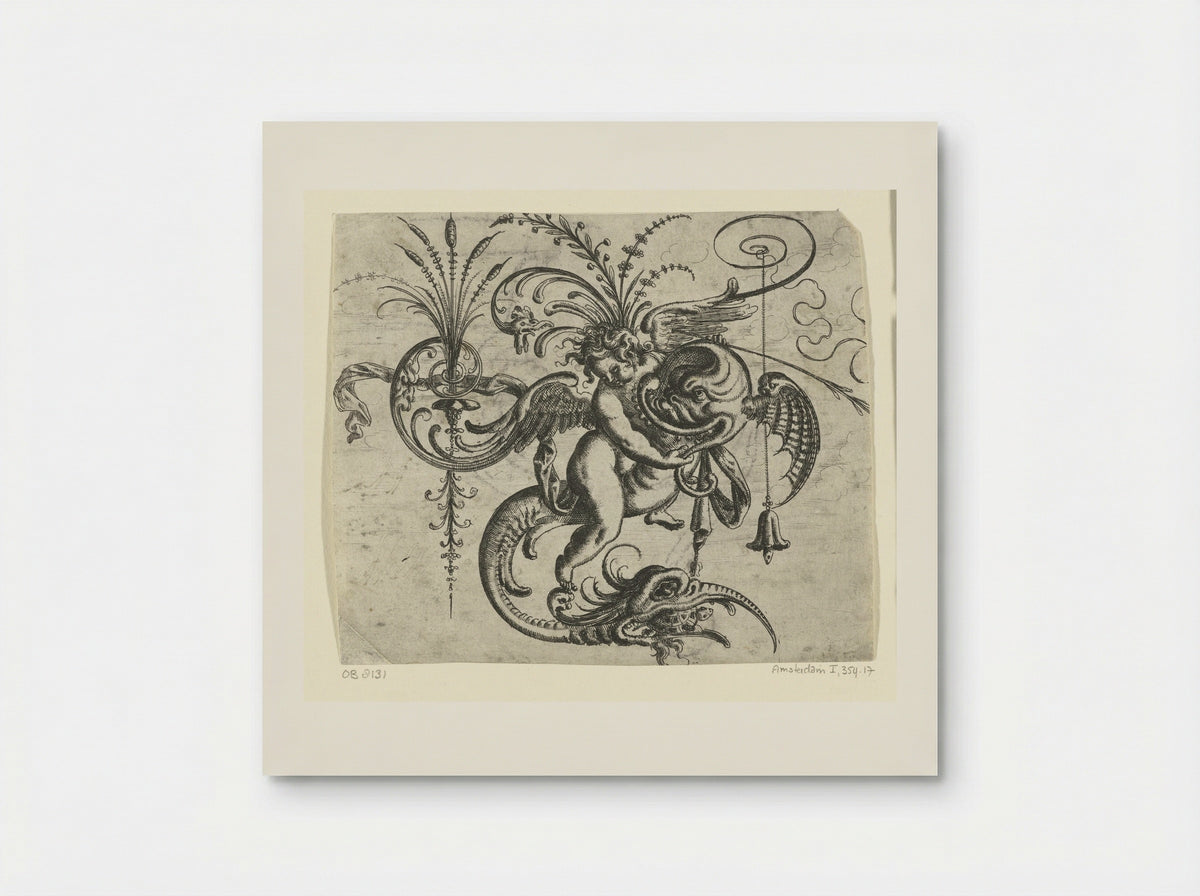 Putto, rijdend op een dolfijn - Christoph Jamnitzer - Poster