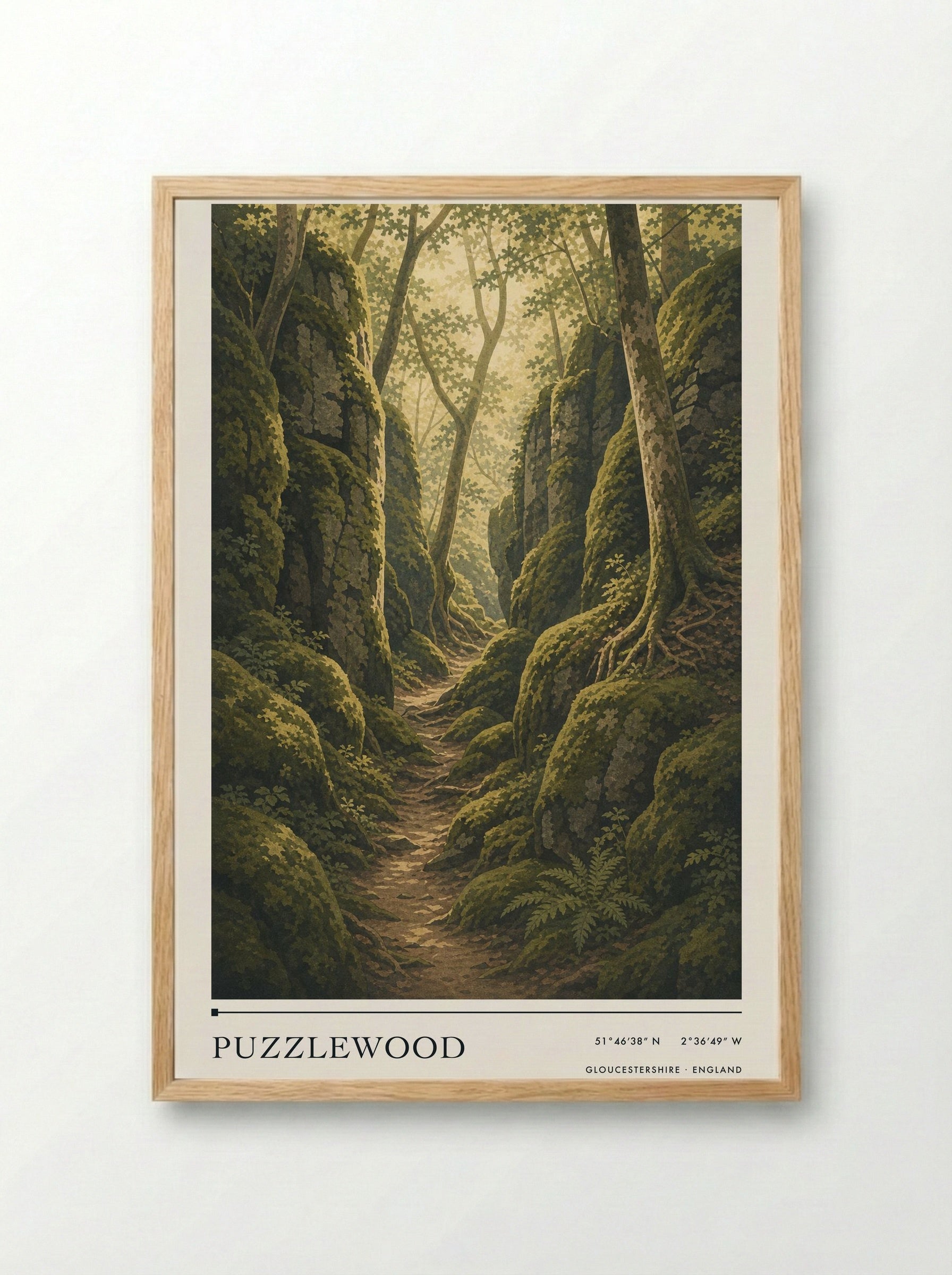 Puzzlewood Gloucestershire England Travel Poster - Framed Print Wood