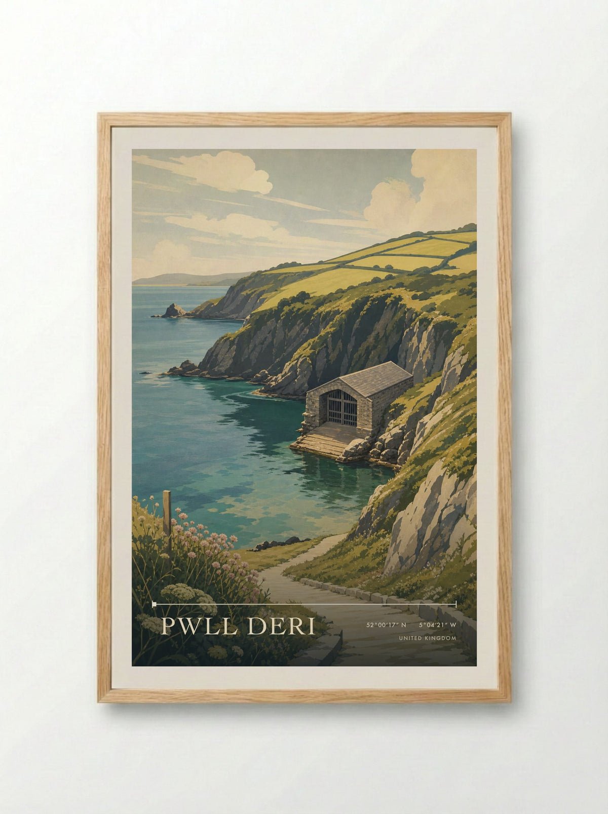 Pwll Deri United Kingdom Travel Poster - Framed Print Wood