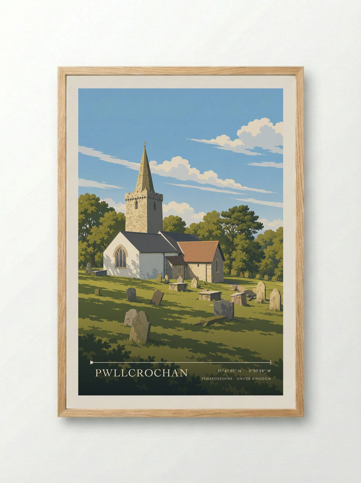 Pwllcrochan, Pembrokeshire | Travel Poster - Framed Print Wood