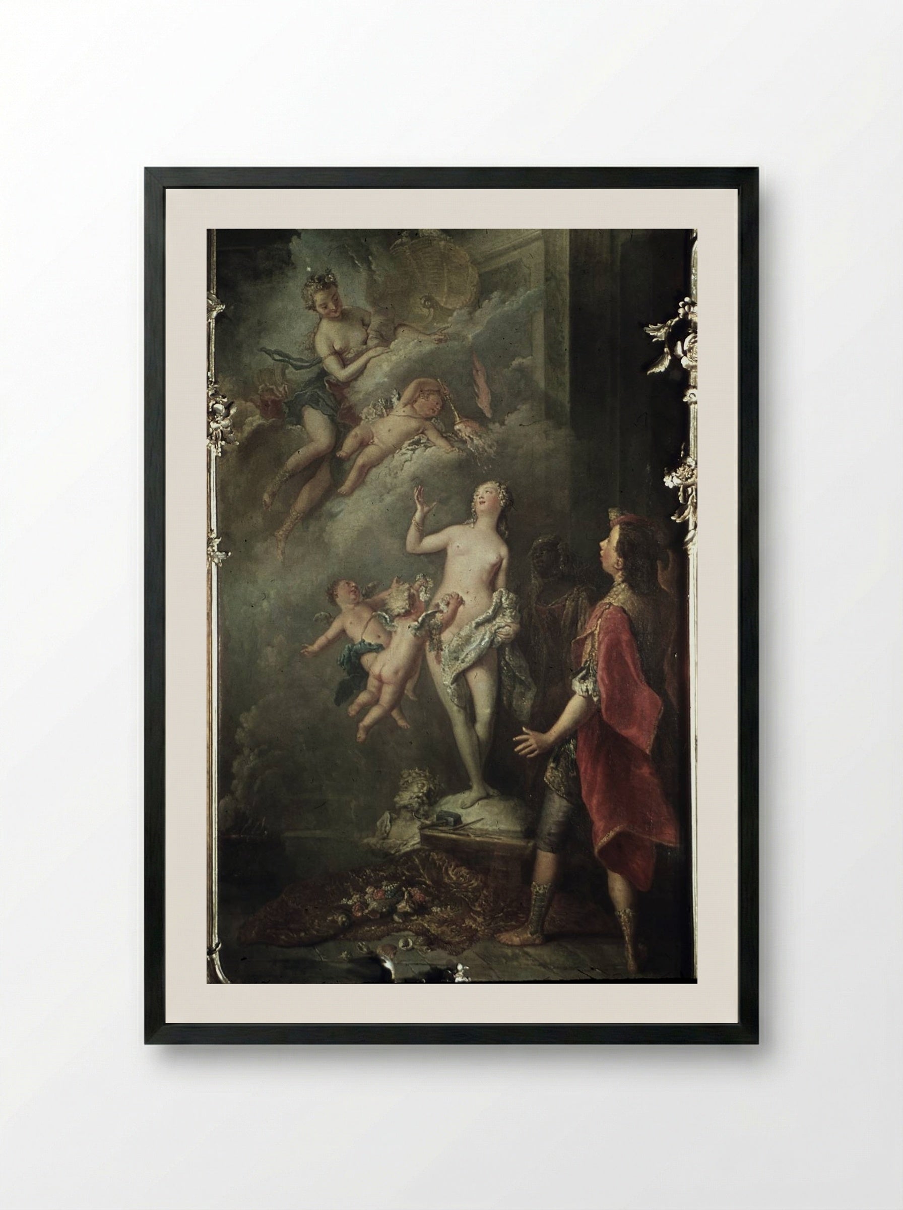 Pygmalion and Galatea - Antoine Pesne - Framed Print Black