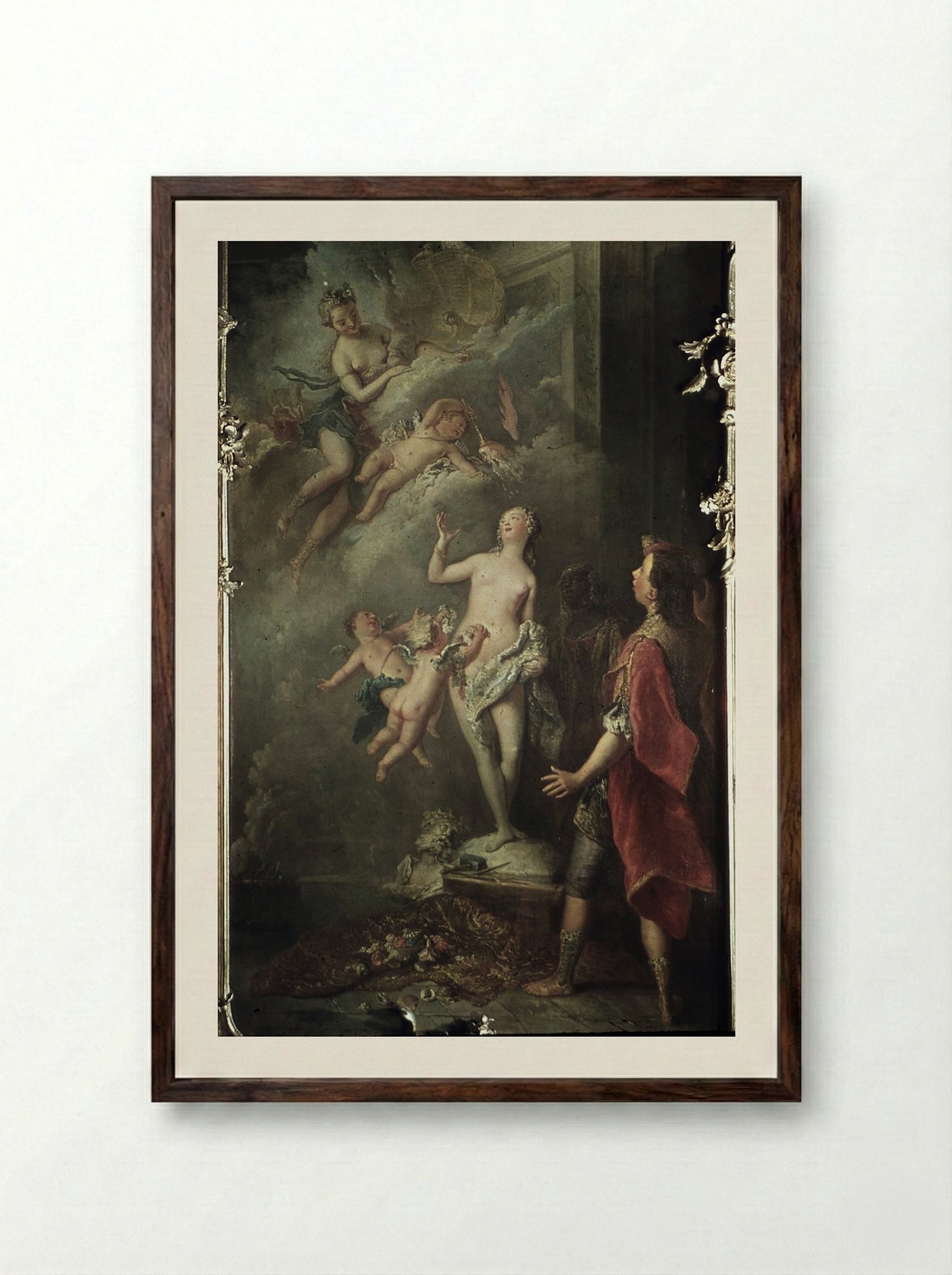 Pygmalion and Galatea - Antoine Pesne - Framed Print Dark Wood