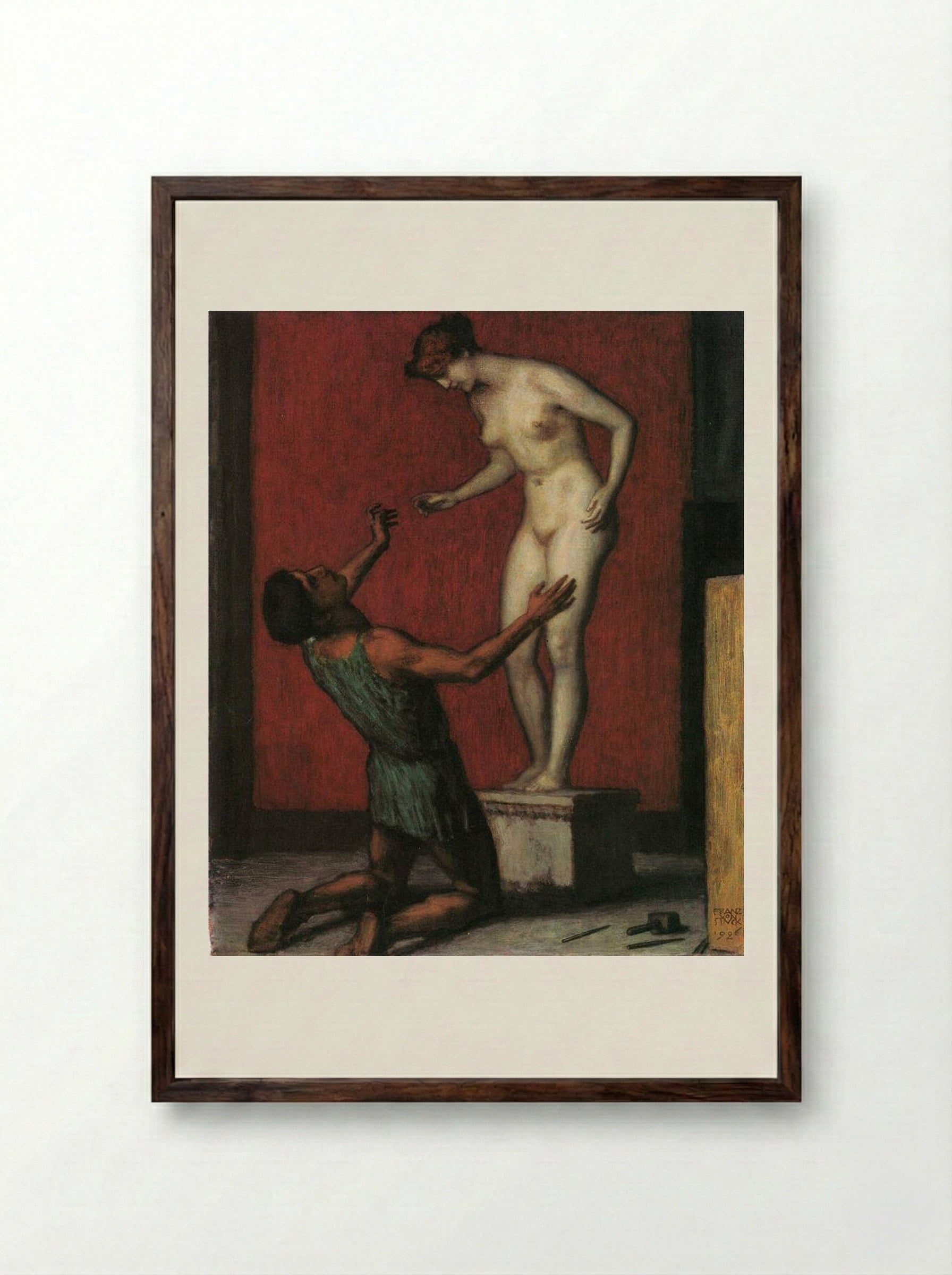 Pygmalion - Franz von Stuck - Framed Print Dark Wood