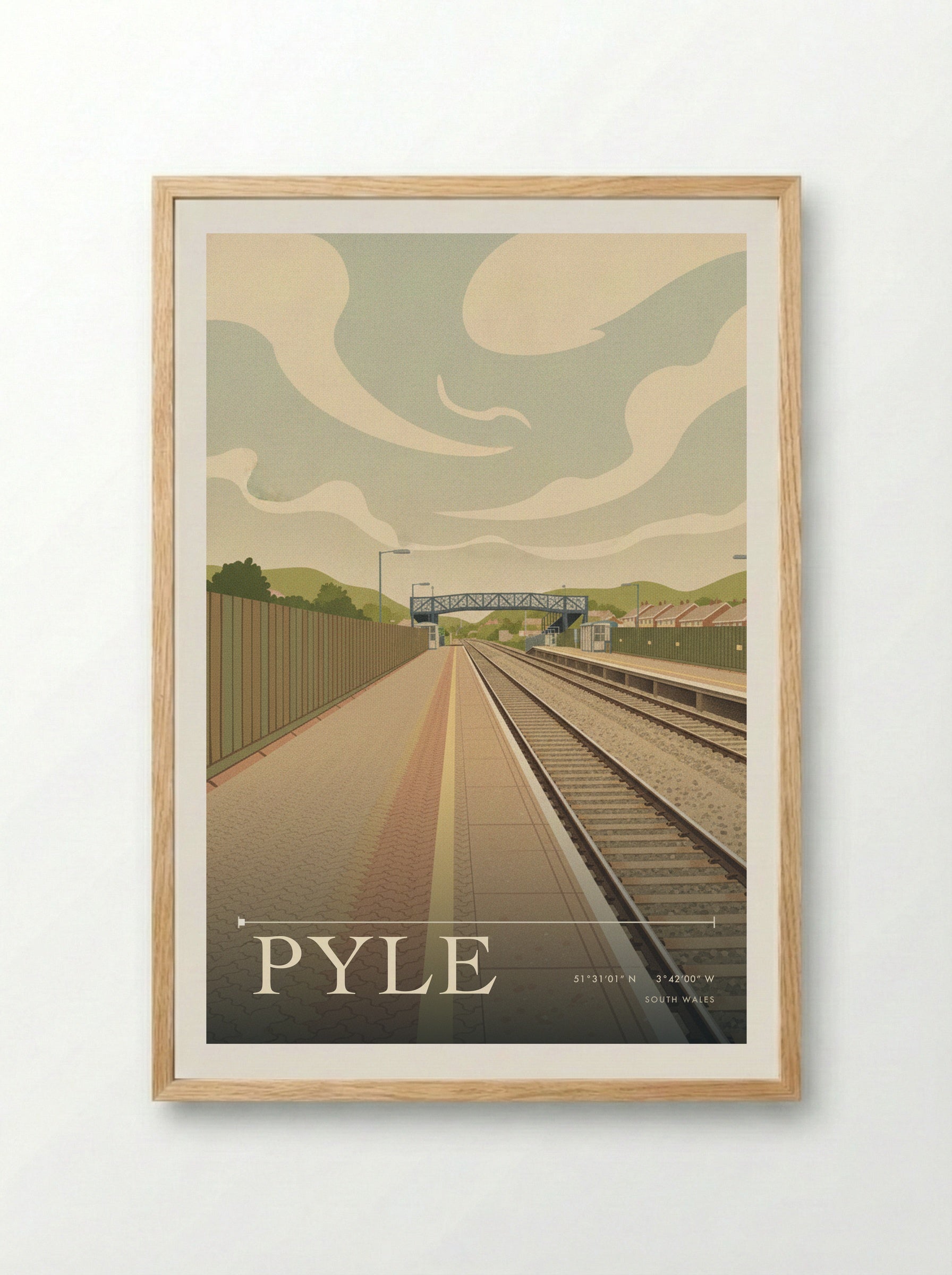 Pyle South Wales Wales Travel Poster - Framed Print Wood